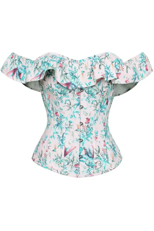 Birds Of Paradise Cold Shoulder Cotton Corset Top sold by Corset Story