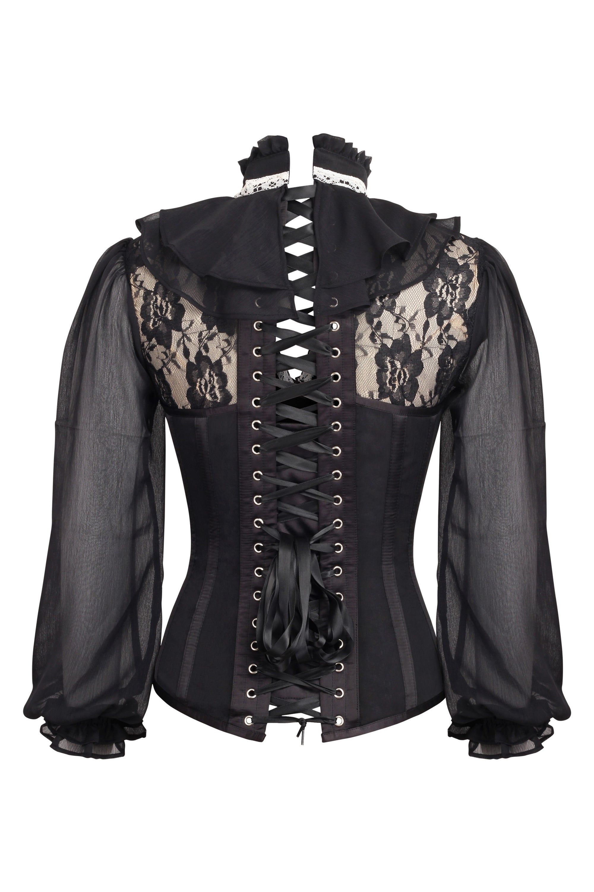 Black Corset Shirt With Puff Sleeves sold by Corset Story product image thumbnail 2