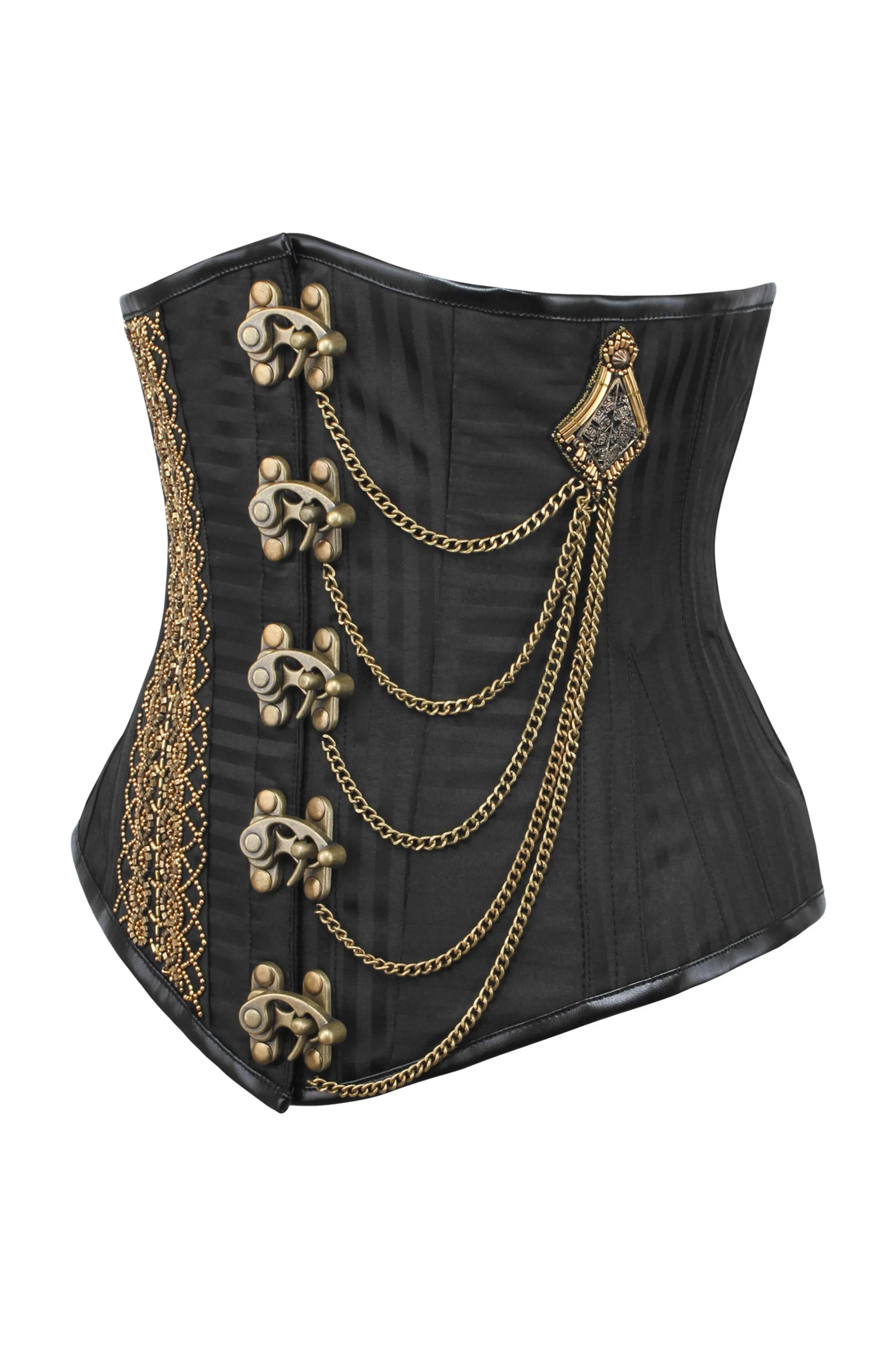 Alternating Stripe Steampunk Underbust sold by Corset Story product image thumbnail 3