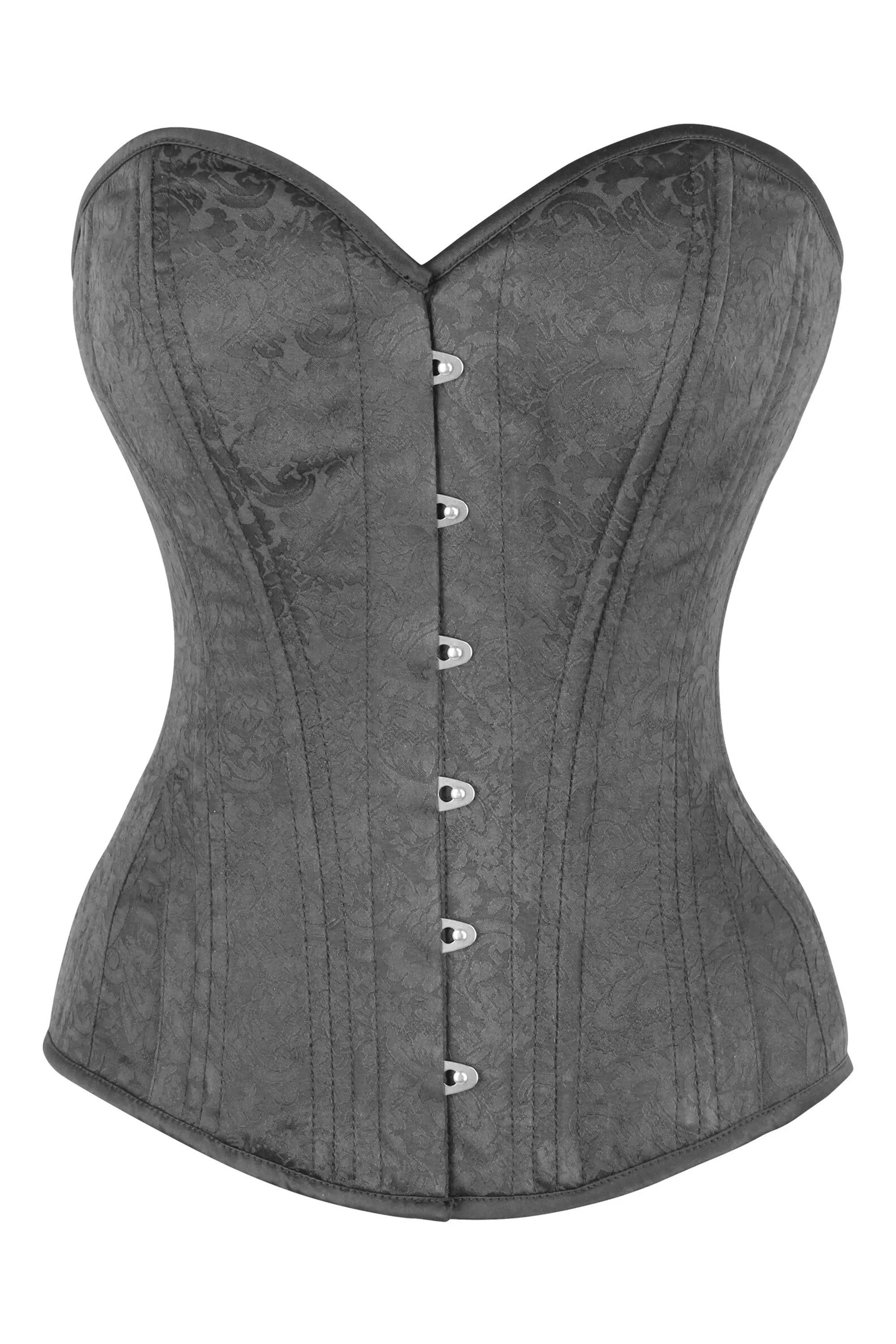 Black Brocade Expert Waist Training Overbust Corset sold by Corset Story