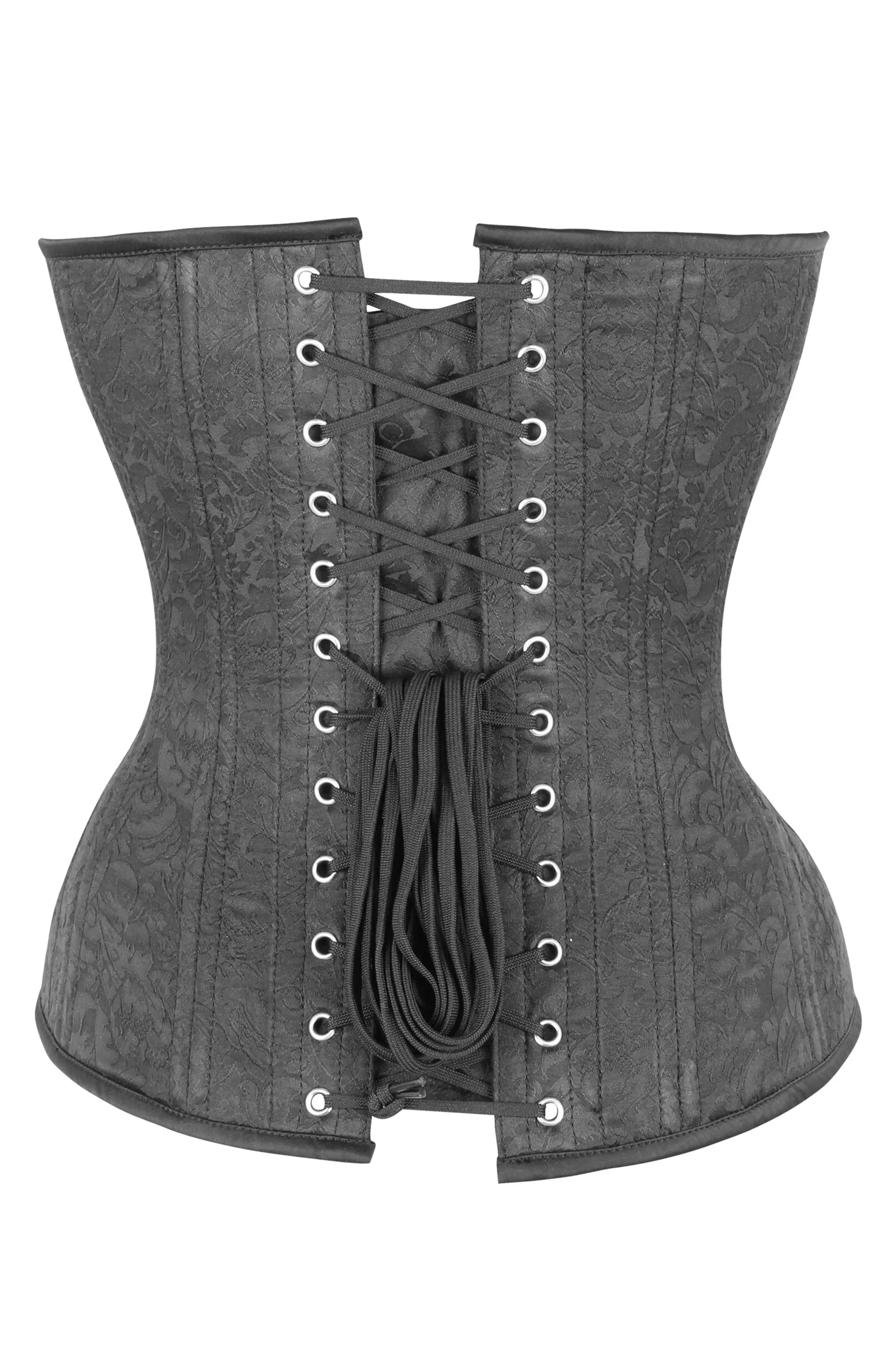 Black Brocade Expert Waist Training Overbust Corset sold by Corset Story product image thumbnail 2