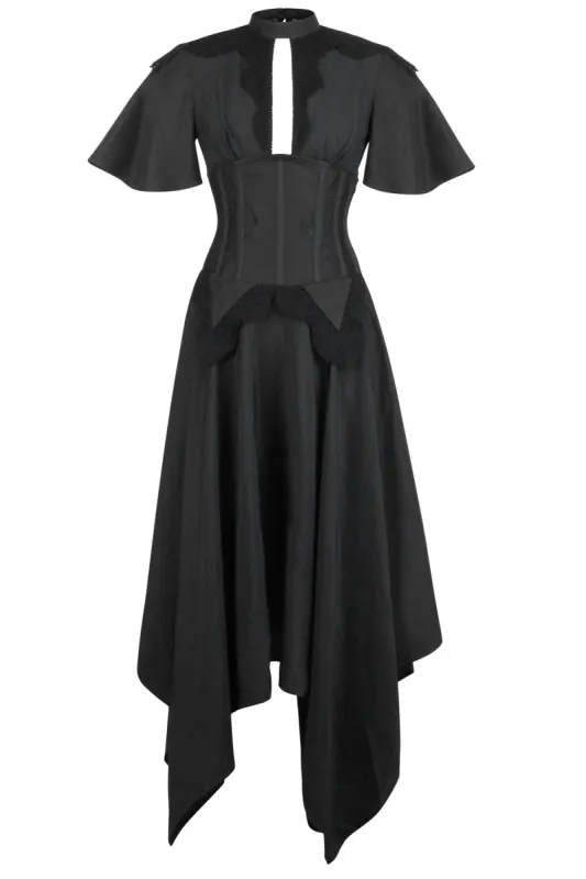 Black Corseted Dress with Lace Detail sold by Corset Story