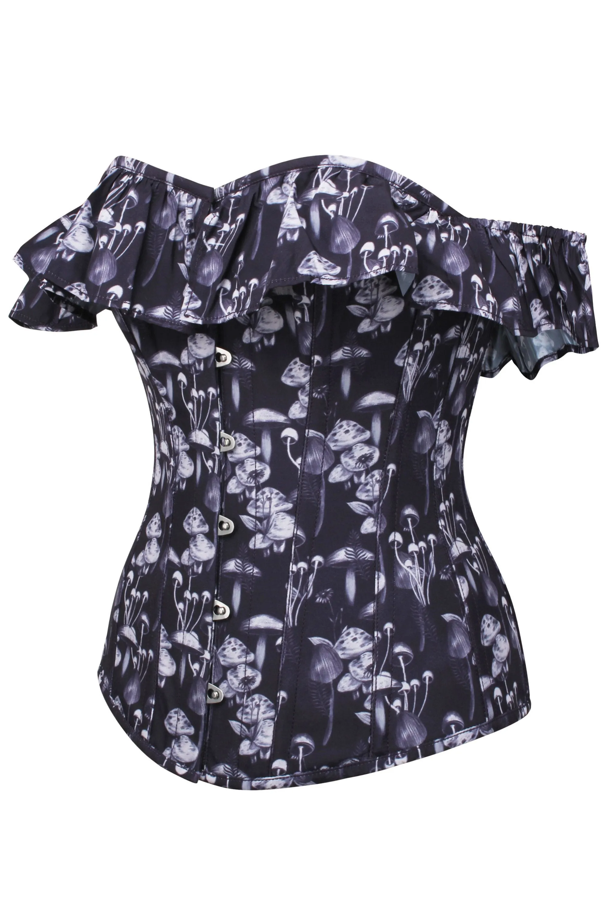 Wild Mushroom Corset Top with Bardot Sleeve sold by Corset Story