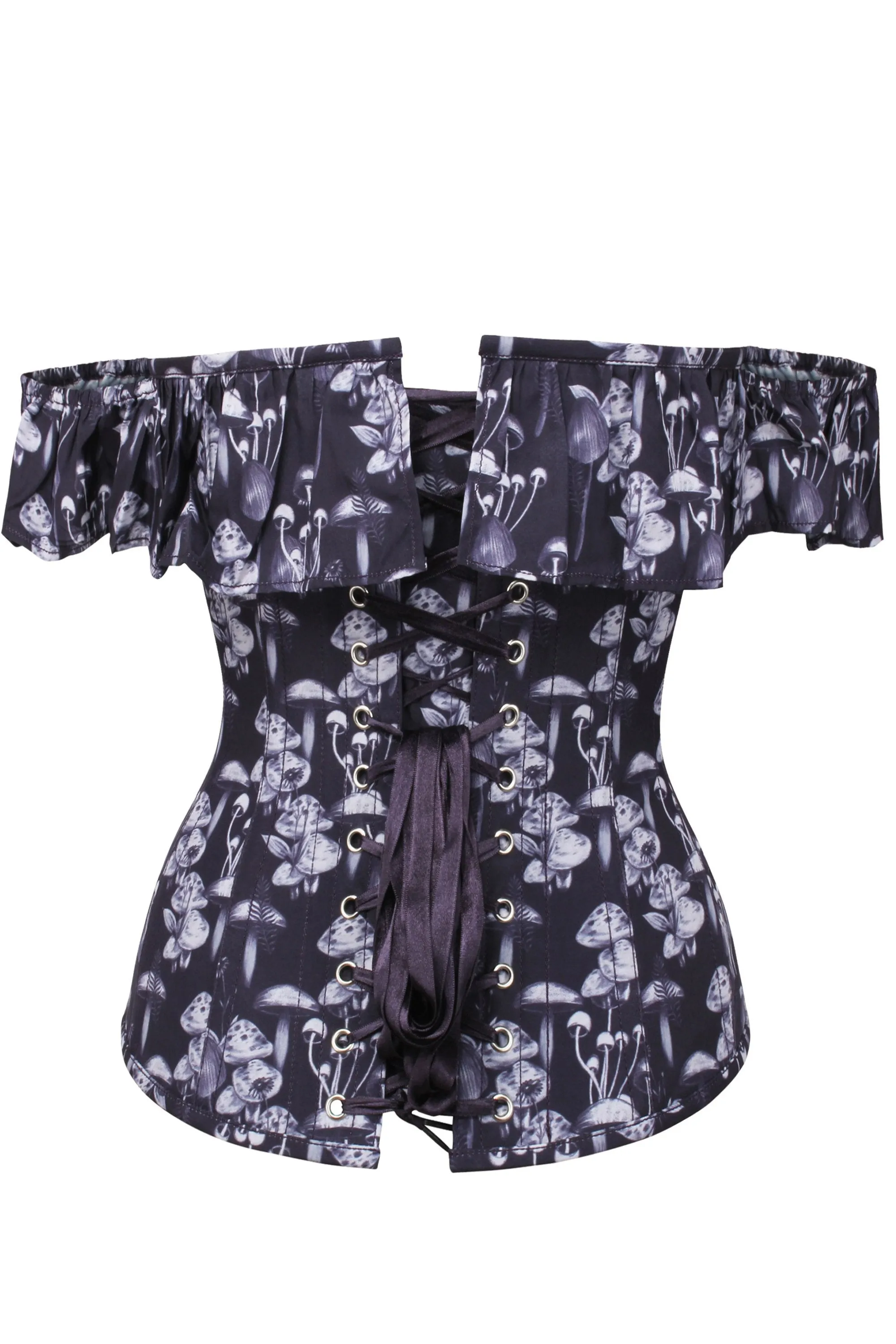 Wild Mushroom Corset Top with Bardot Sleeve sold by Corset Story product image thumbnail 2