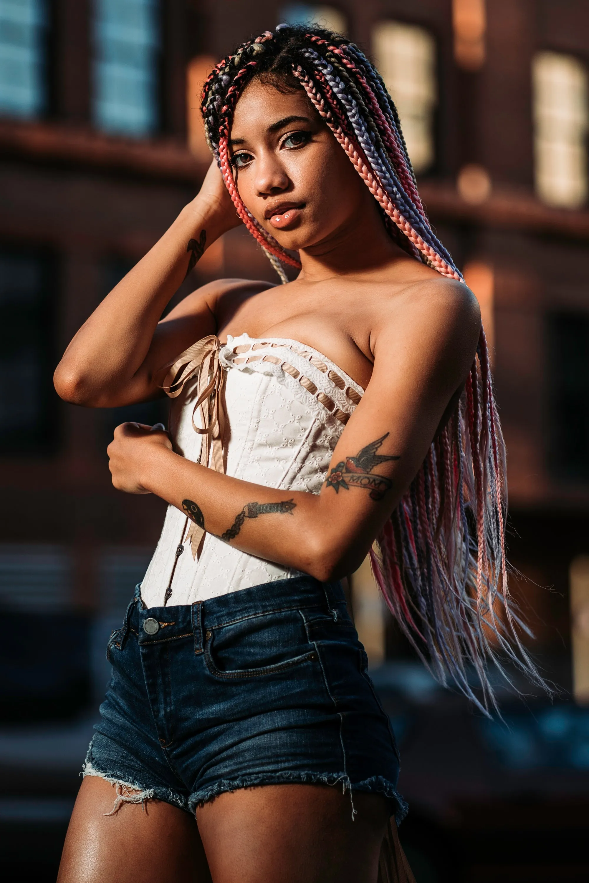 Vintage Inspired Straight Line Overbust With Ribbon Woven Through Lace Trim - Champagne sold by Corset Story product image thumbnail 3