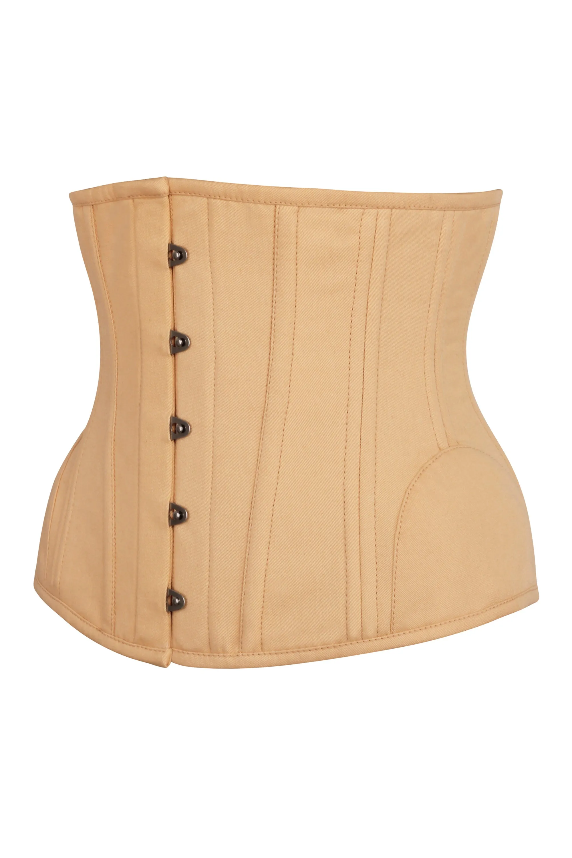 Underbust Waist Trainer In Beige Cotton Twill -Curved Hem And Hip Panels sold by Corset Story product image thumbnail 3
