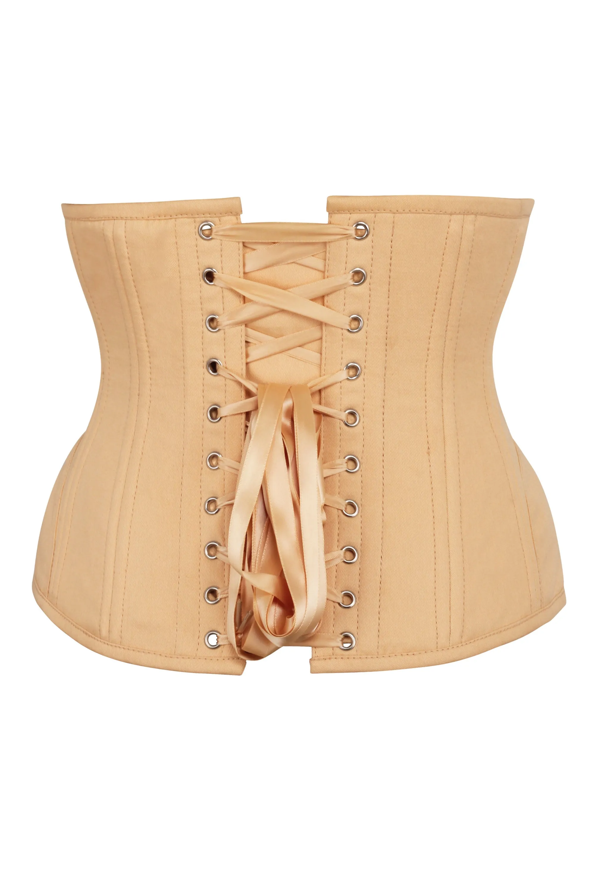 Underbust Waist Trainer In Beige Cotton Twill -Curved Hem And Hip Panels sold by Corset Story product image thumbnail 2