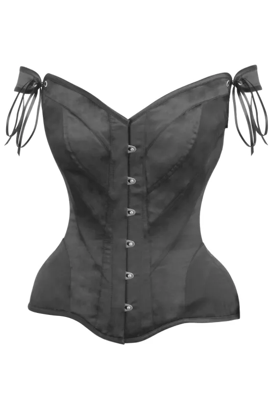 Black Satin Sleeved Corset sold by Corset Story