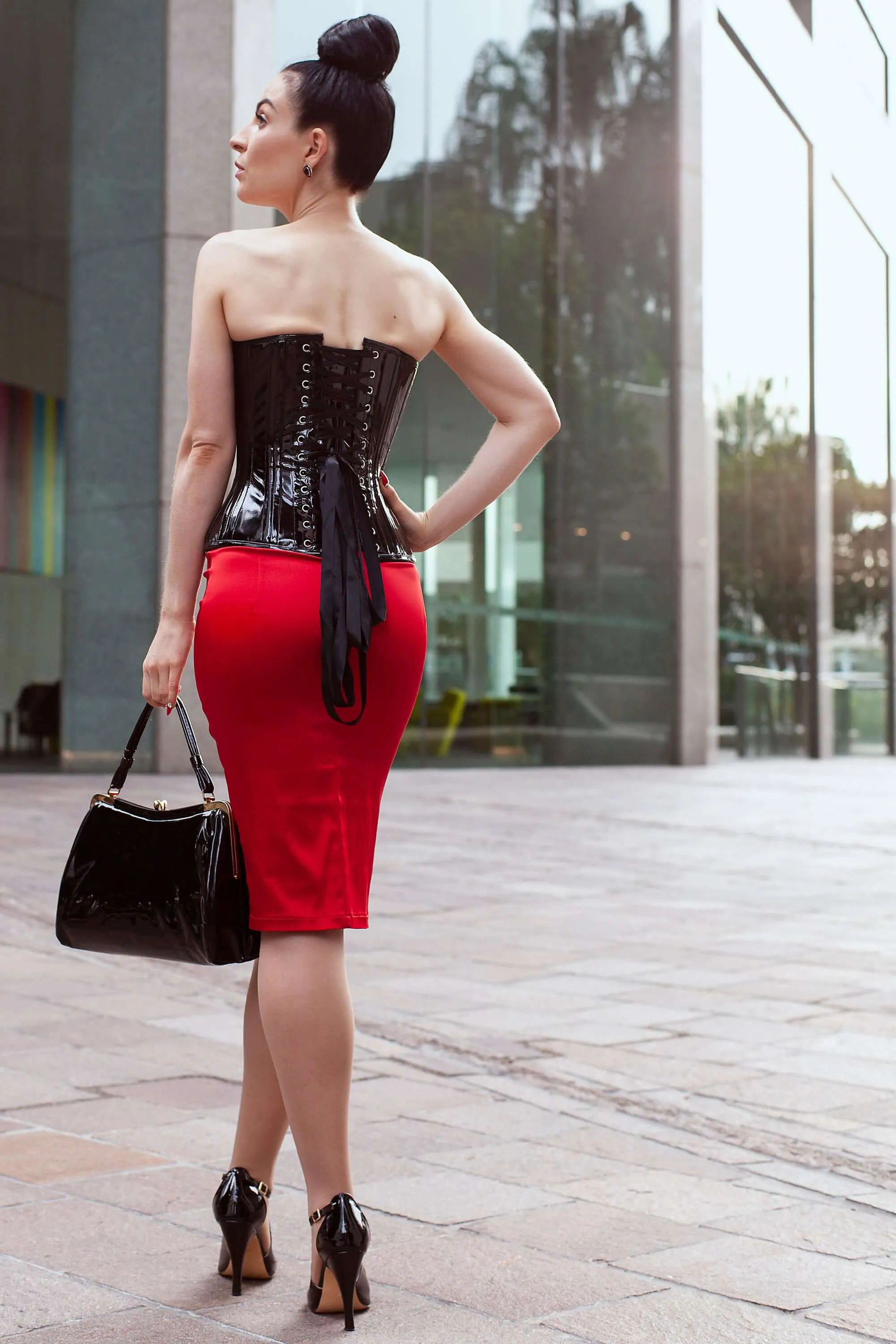 Black PVC Classic Overbust Corset sold by Corset Story product image thumbnail 4