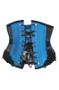 Blue Underbust Corset with Black Mesh Panels sold by Corset Story
