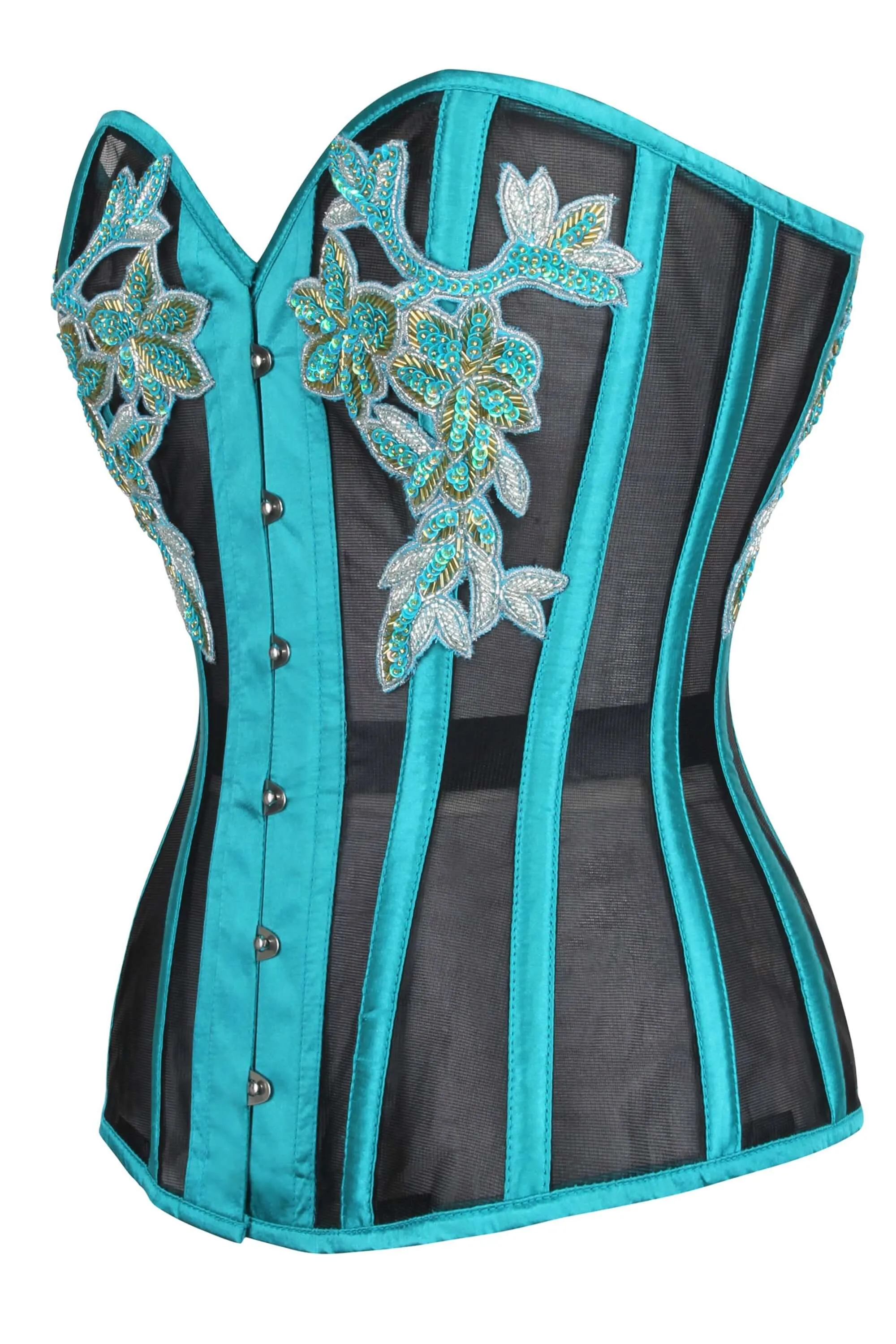 Aqua Overbust Mesh Corset sold by Corset Story product image thumbnail 5