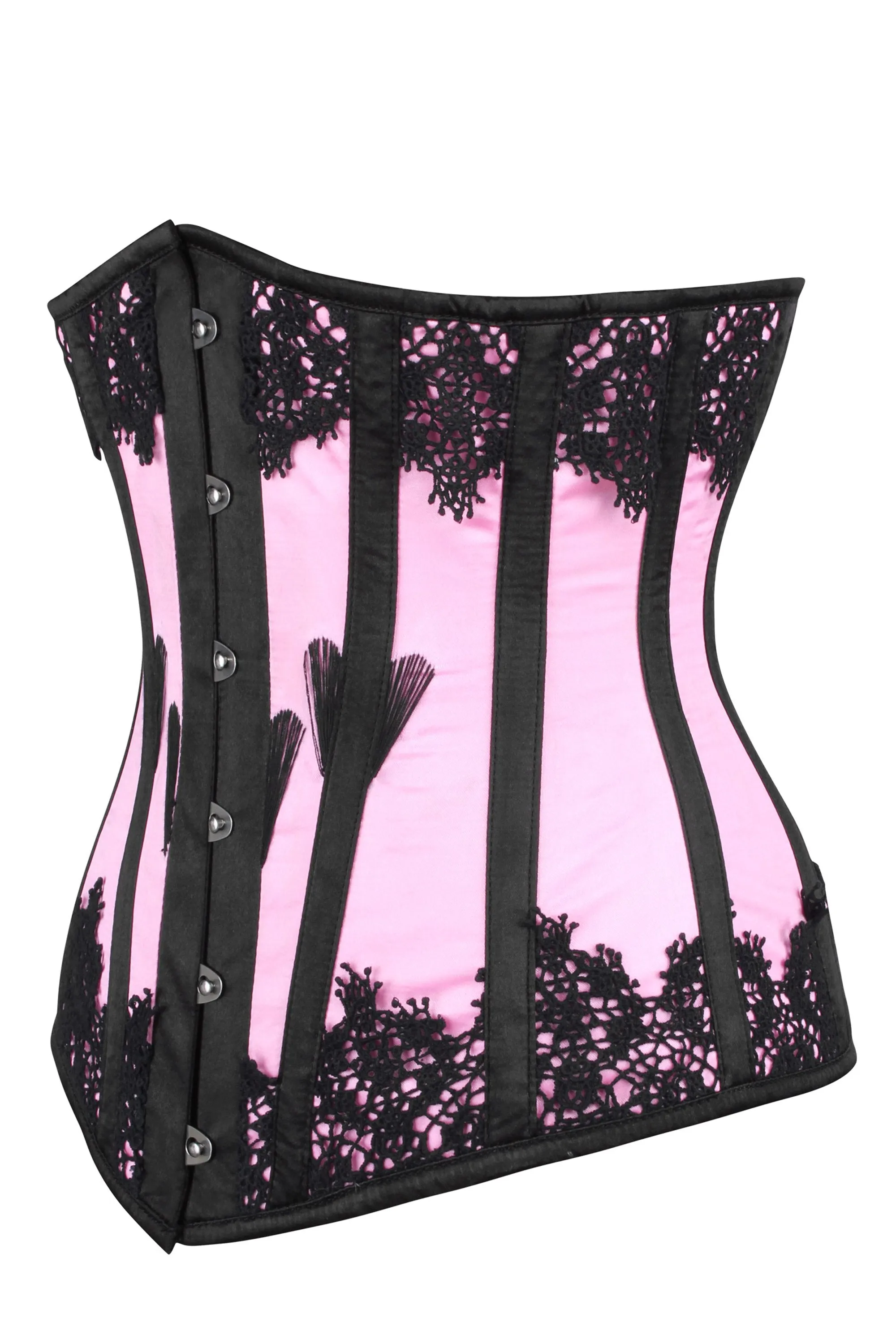 Pink Satin Underbust with Decorative Lace sold by Corset Story product image thumbnail 4