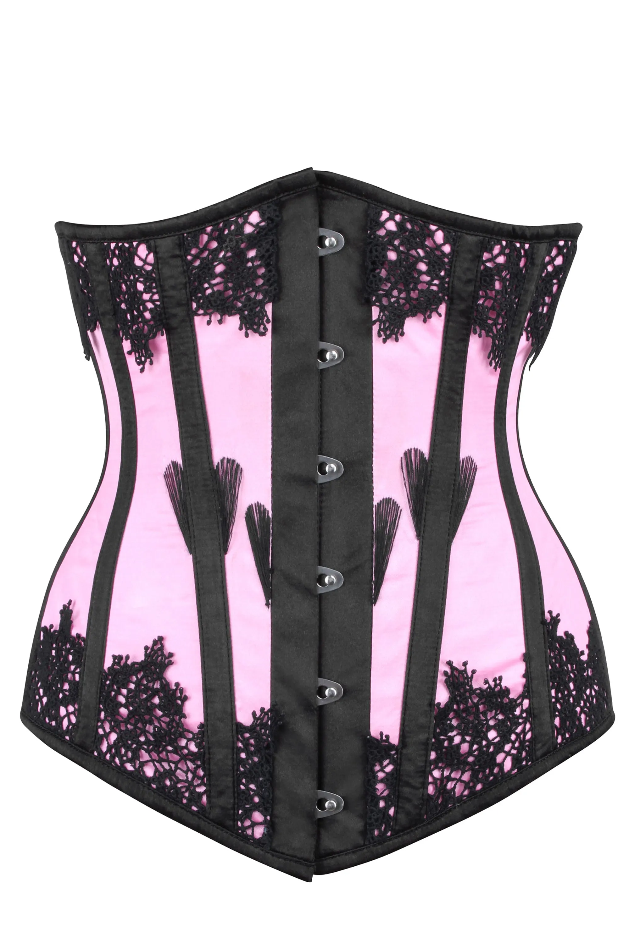 Pink Satin Underbust with Decorative Lace sold by Corset Story