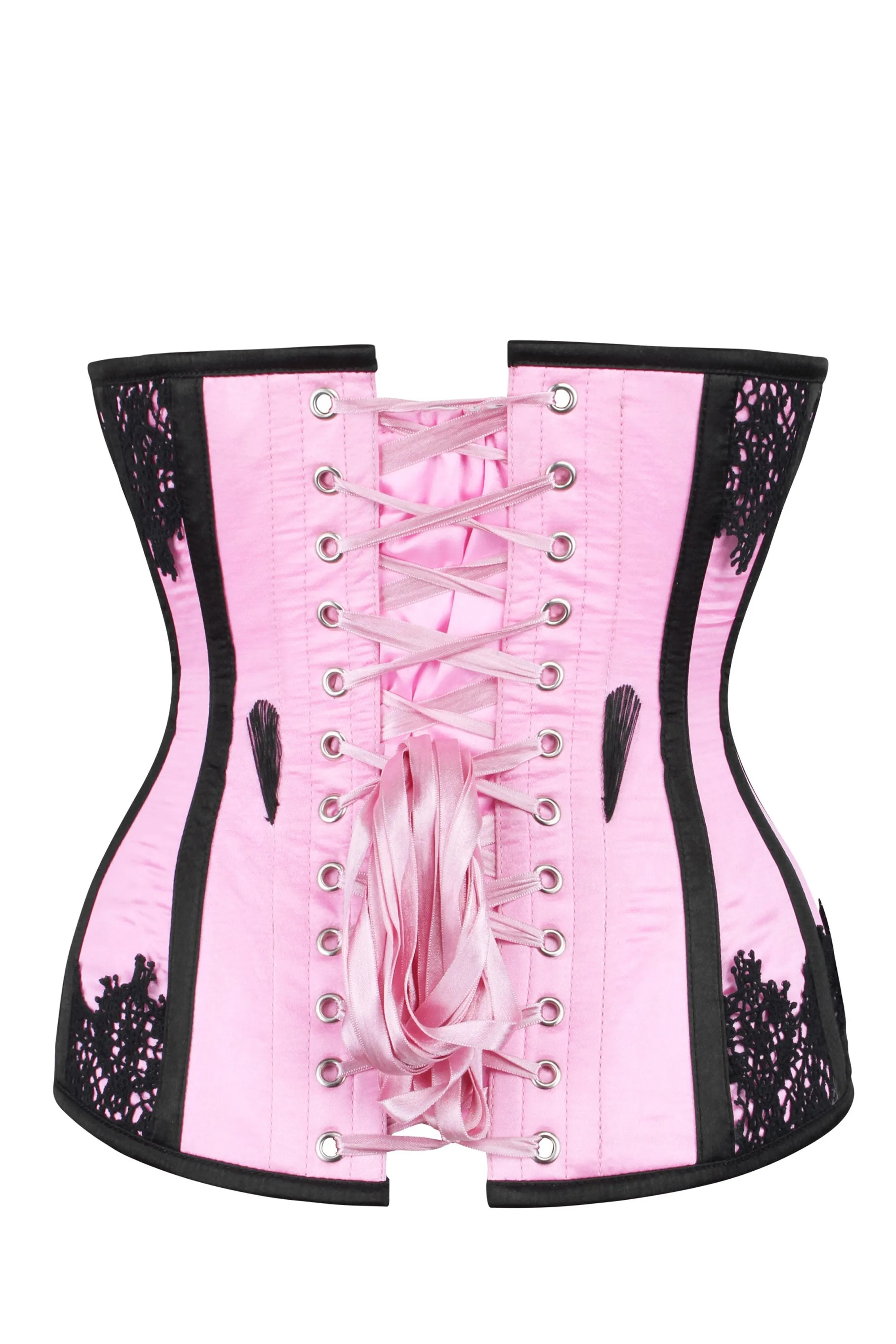 Pink Satin Underbust with Decorative Lace sold by Corset Story product image thumbnail 3