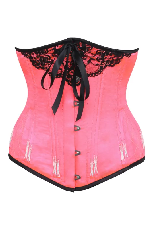 Longline Hot Pink Underbust With Flossing sold by Corset Story