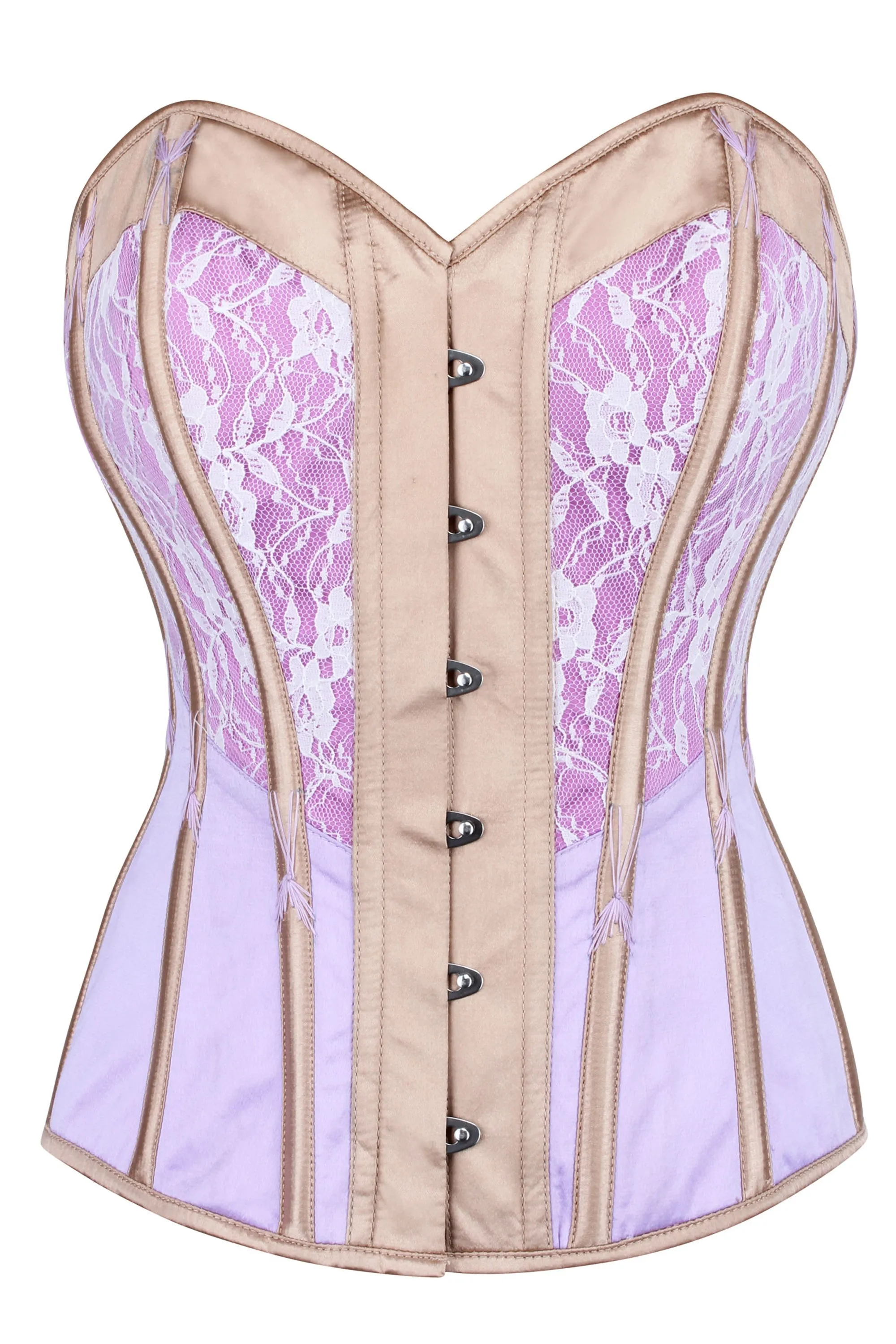 Lilac and Champagne Overbust Corset sold by Corset Story