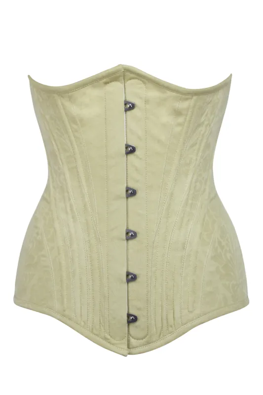 Pastel Brocade Longline Underbust Corset with Hip Panels sold by Corset Story