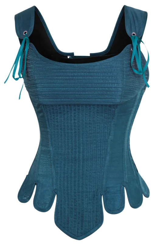 Historically Inspired Overbust Corset in Blue sold by Corset Story