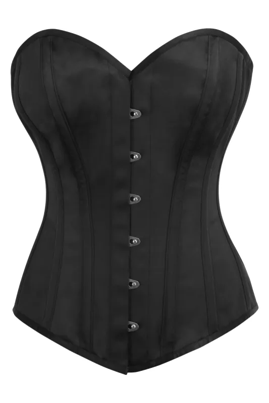 Black Matte Satin Overbust sold by Corset Story