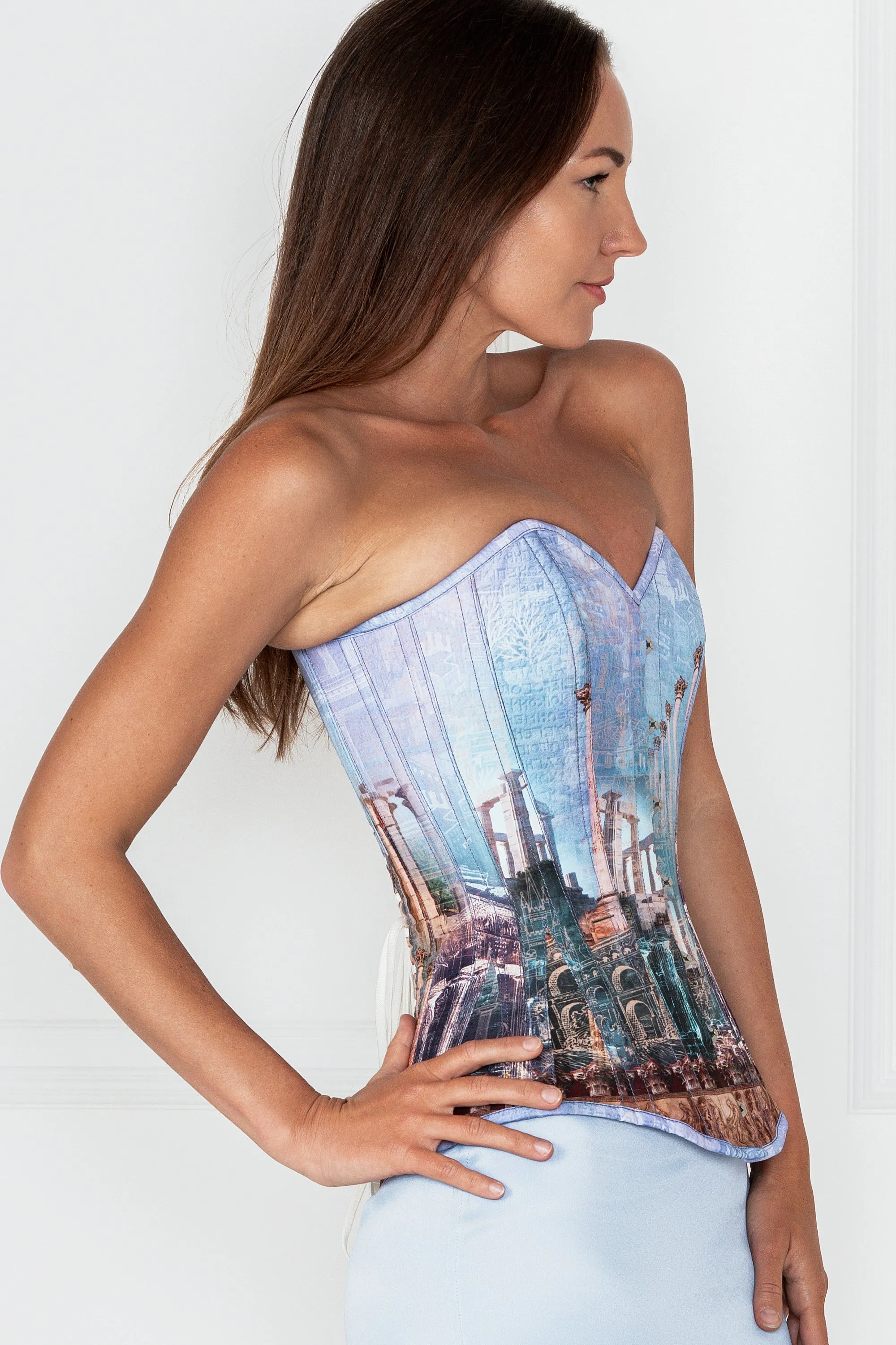 Longline Architectural Print Waist Taming Corset sold by Corset Story product image thumbnail 2