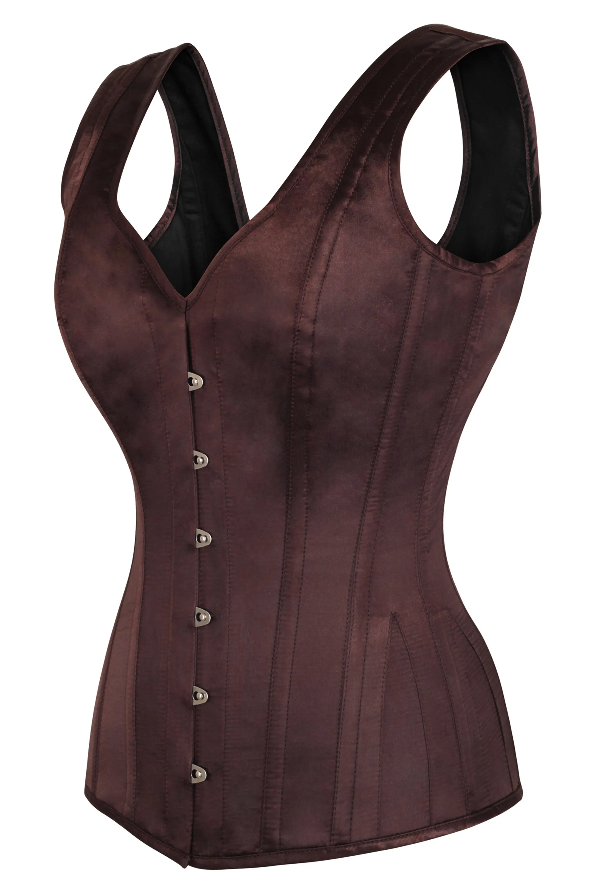 Espresso V Neck Waist Taming Overbust With Straps sold by Corset Story product image thumbnail 3