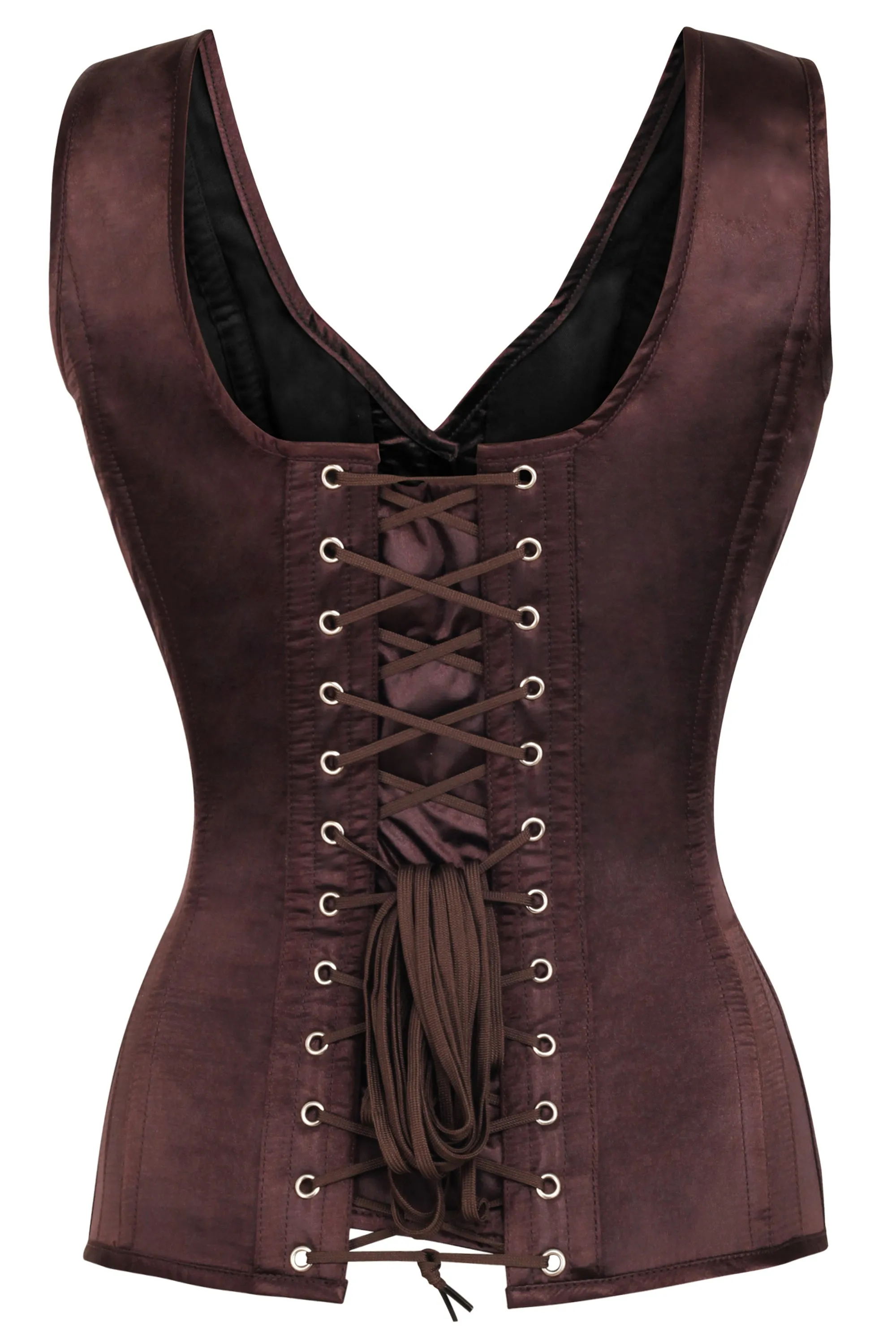 Espresso V Neck Waist Taming Overbust With Straps sold by Corset Story product image thumbnail 2