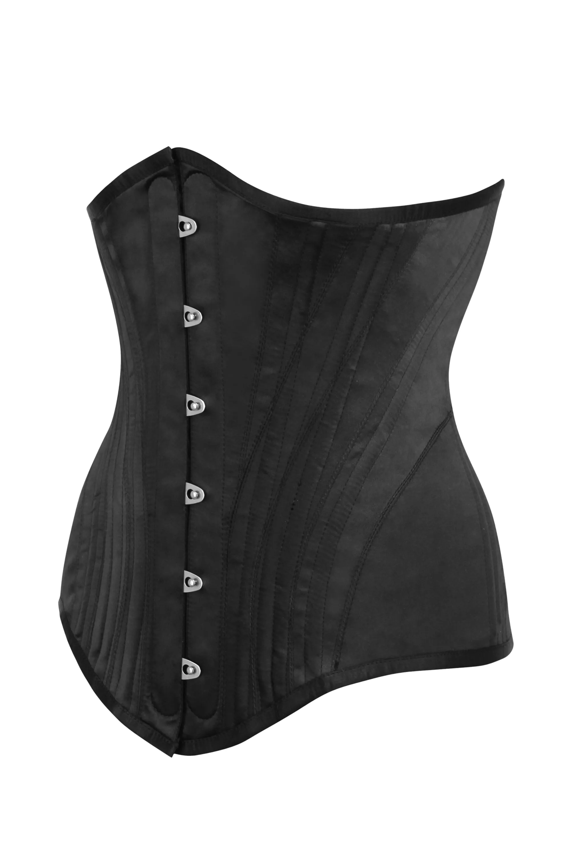 Black Satin Longline Underbust Corset with Hip Panels sold by Corset Story product image thumbnail 3