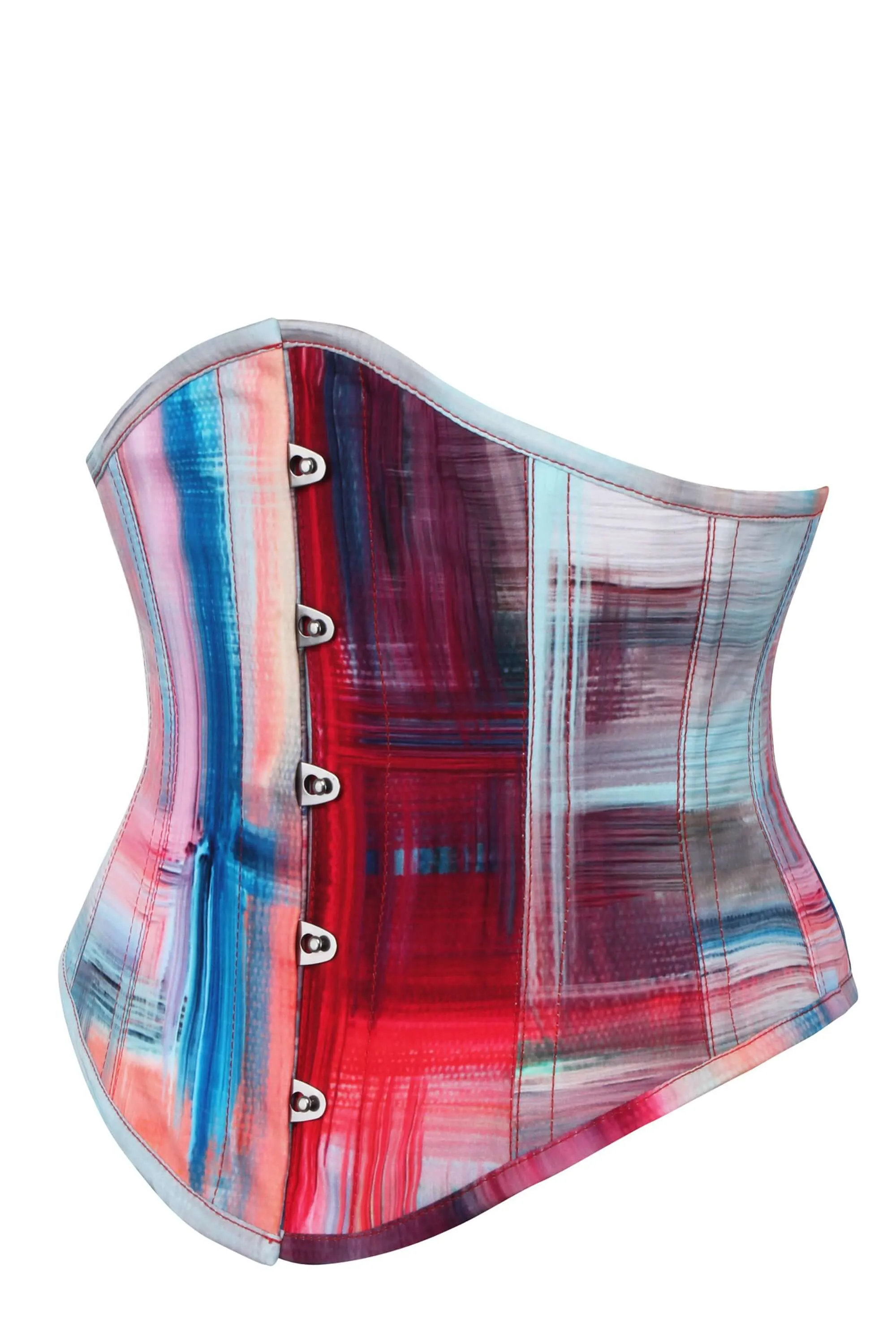 Abstract Red and Blue Brushstroke Waspie Corset sold by Corset Story product image thumbnail 3