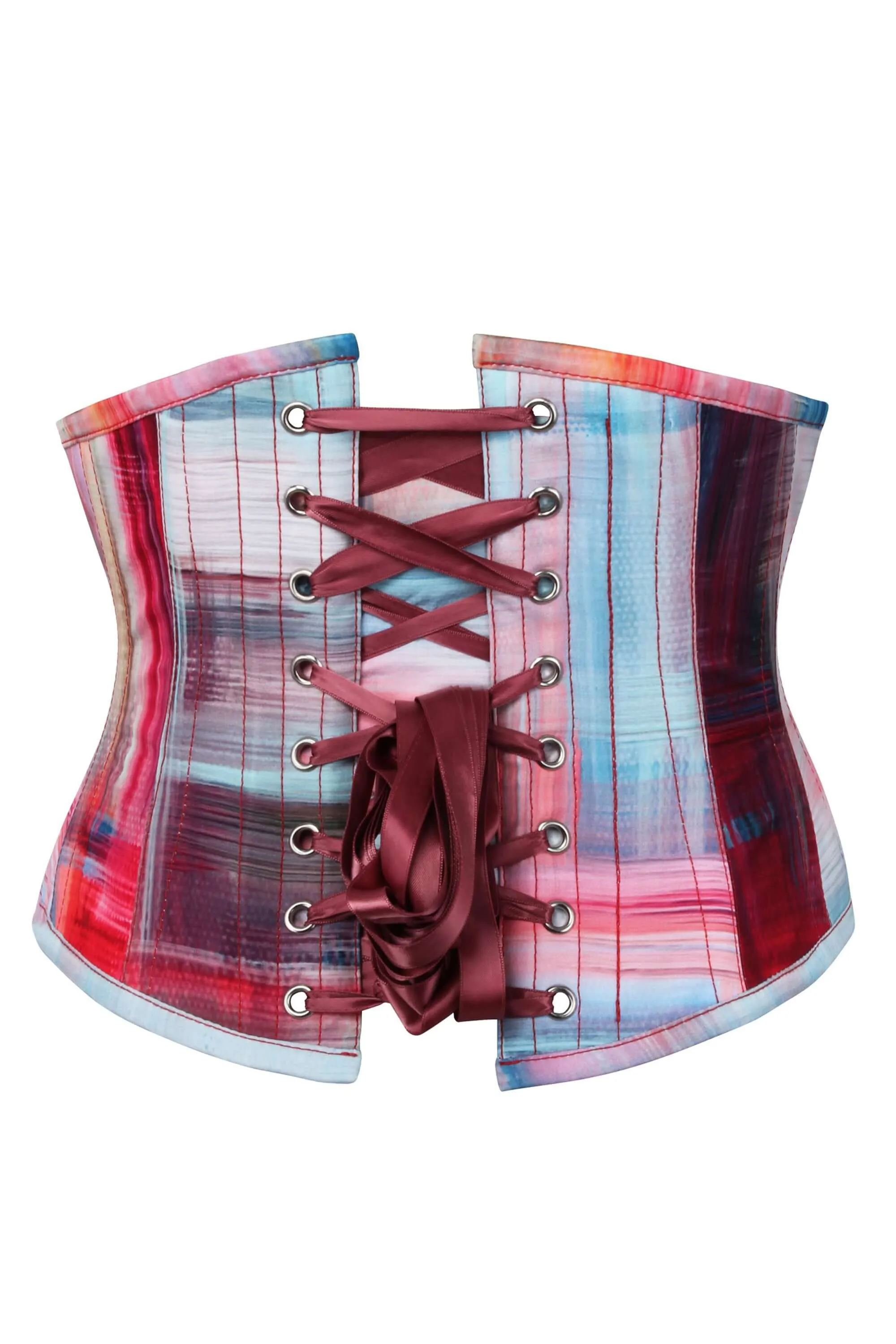 Abstract Red and Blue Brushstroke Waspie Corset sold by Corset Story product image thumbnail 2