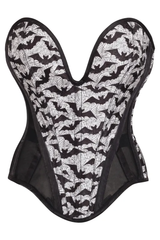 Plunge Sweetheart Bat Print Corset sold by Corset Story