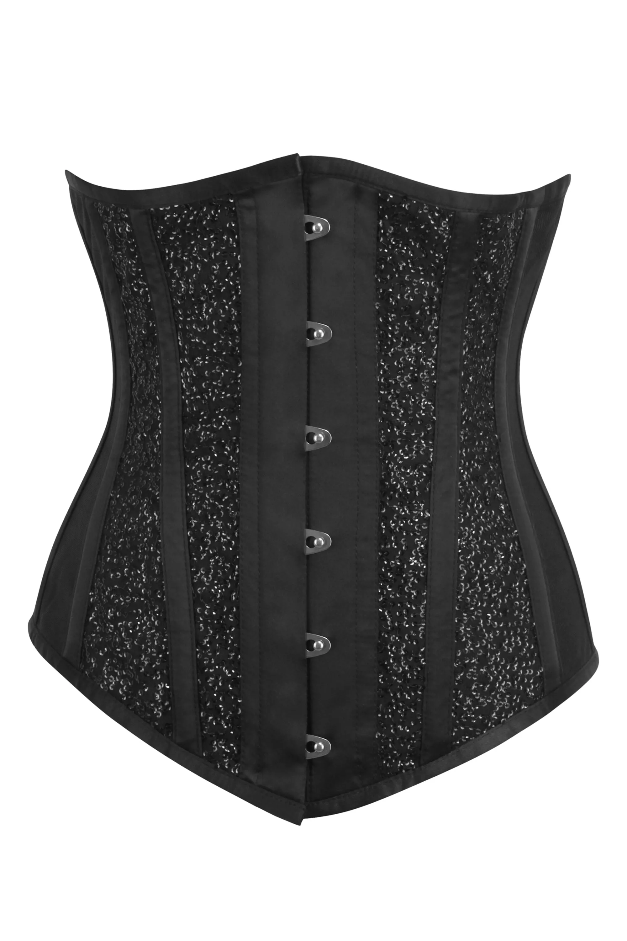 Black Mesh and Sequins Longline Underbust Corset sold by Corset Story