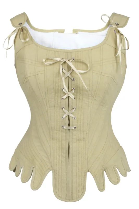 Historically Inspired 1600-1650 Cotton Overbust Corset sold by Corset Story