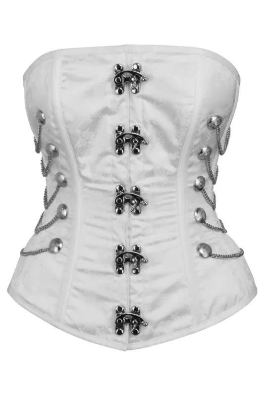White Steampunk Overbust with Swing Hooks and Chains sold by Corset Story