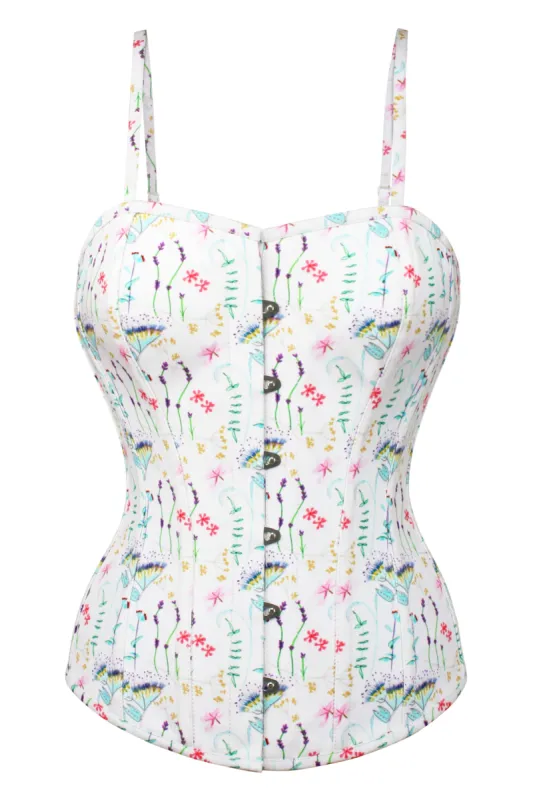 Pressed Floral Print Corset Top with Spaghetti Strap sold by Corset Story