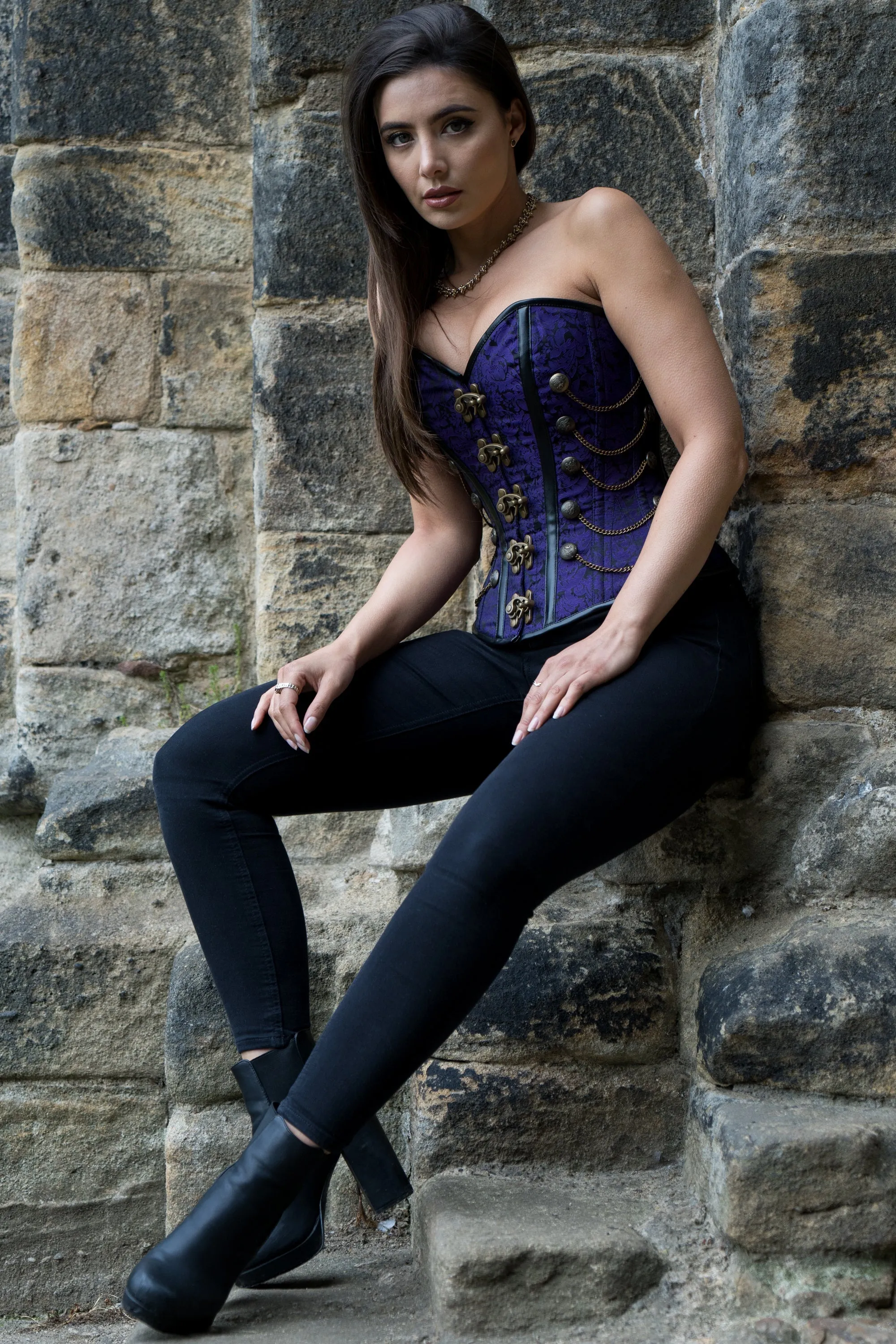 Purple Steampunk Corset With Chains sold by Corset Story product image thumbnail 5