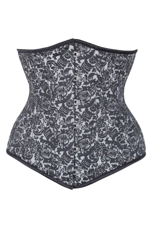 Beautiful Silver Waist Training Underbust Corset- Longline sold by Corset Story