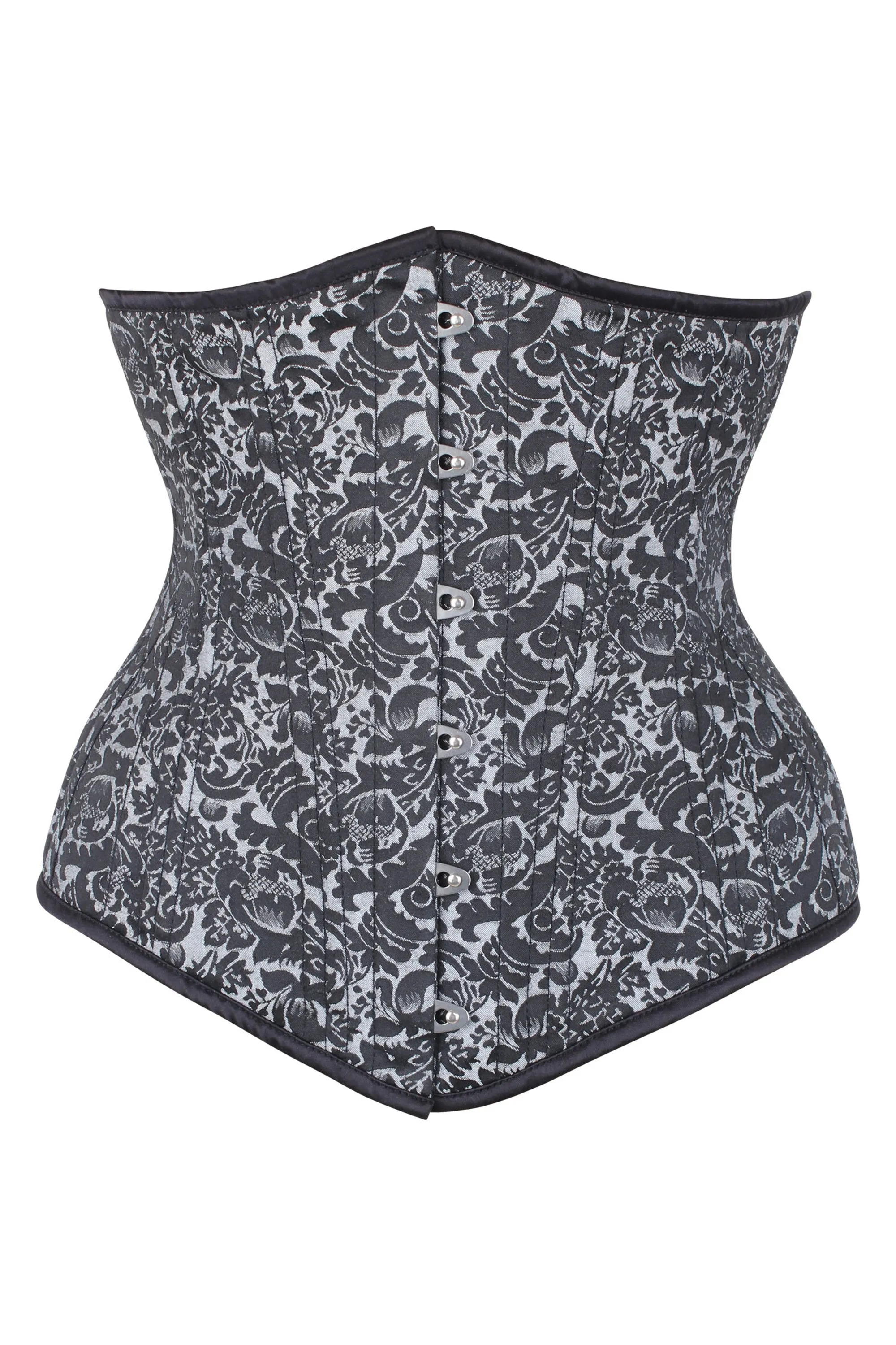 Beautiful Silver Waist Training Underbust Corset- Longline sold by Corset Story