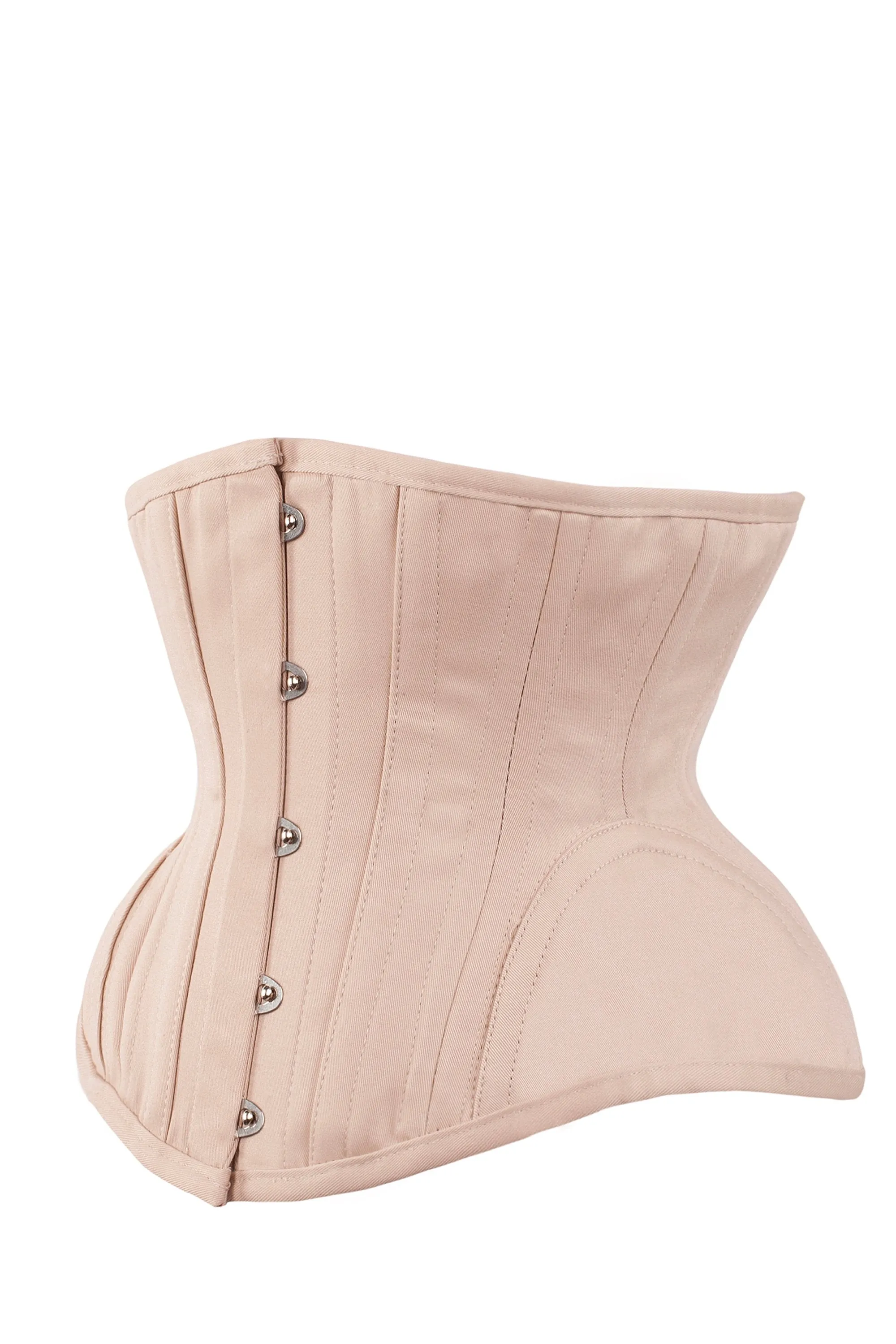 Underbust Waist Trainer In Pinky Beige Cotton Twill- Curved Hem And Hip Panels sold by Corset Story product image thumbnail 4