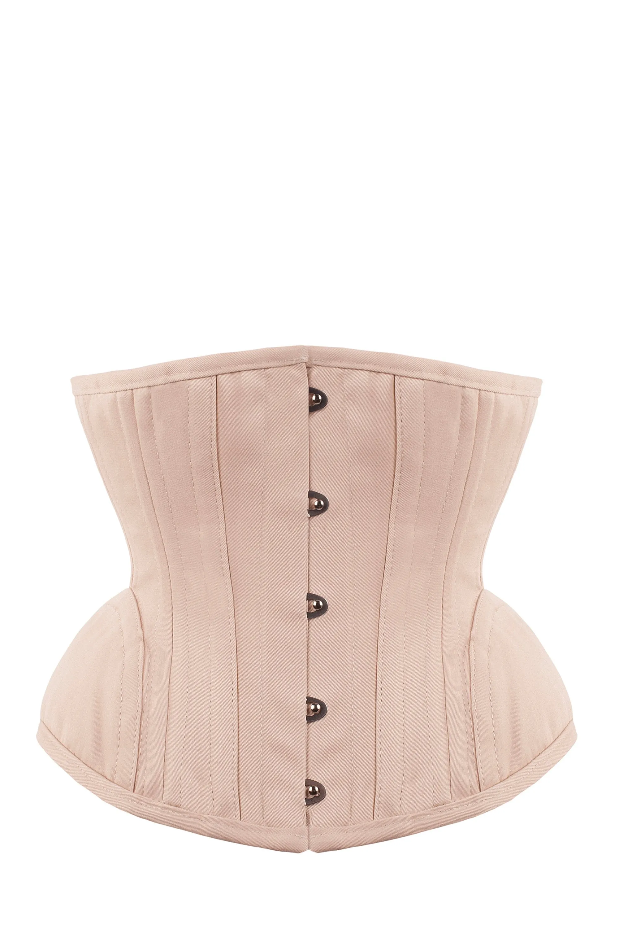 Underbust Waist Trainer In Pinky Beige Cotton Twill- Curved Hem And Hip Panels sold by Corset Story