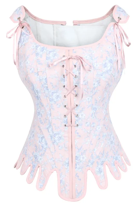 Pink Floral Historic Corset sold by Corset Story