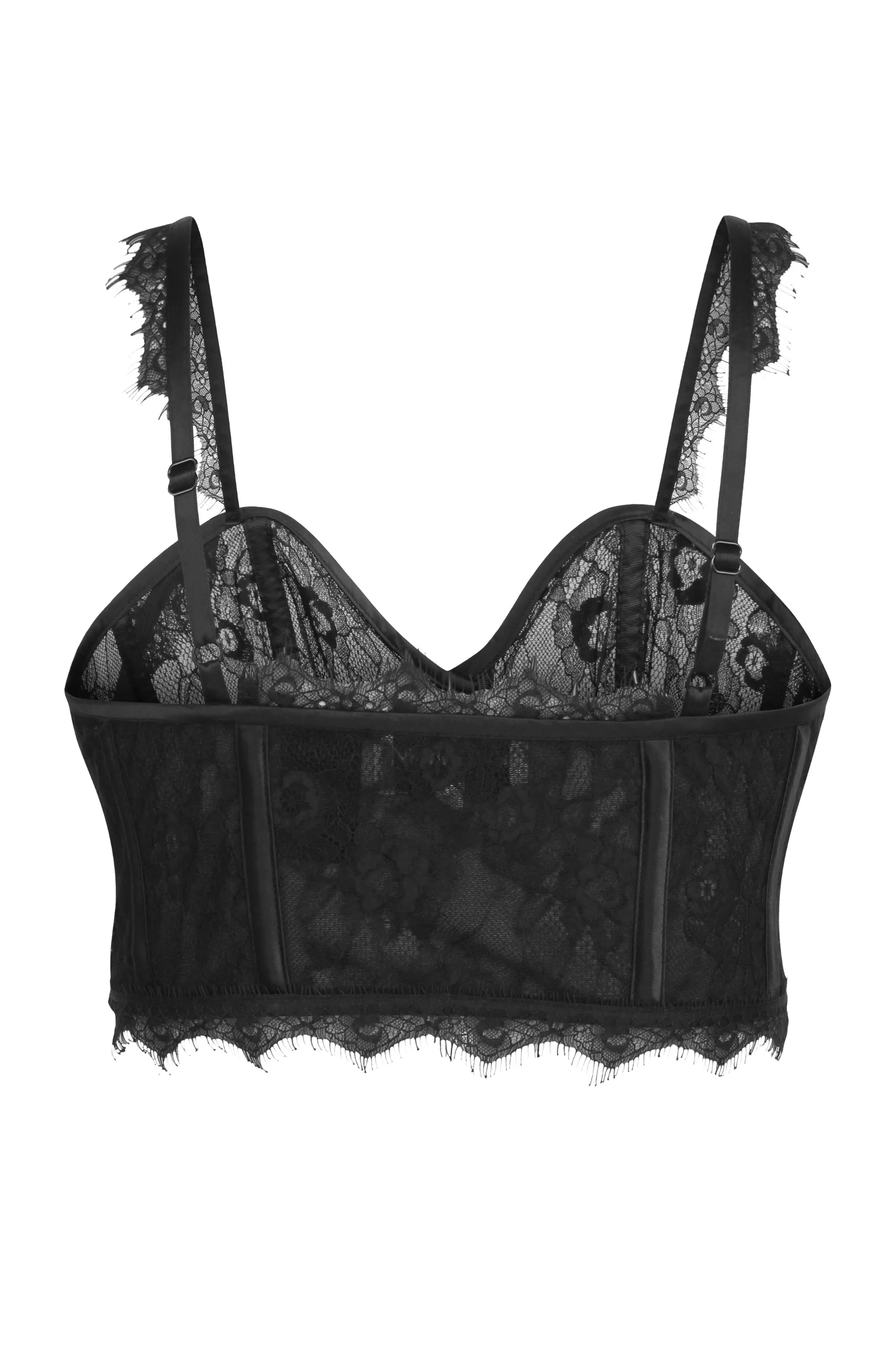 Marjorie Black Satin and Lace Corseted Bralette sold by Corset Story product image thumbnail 2