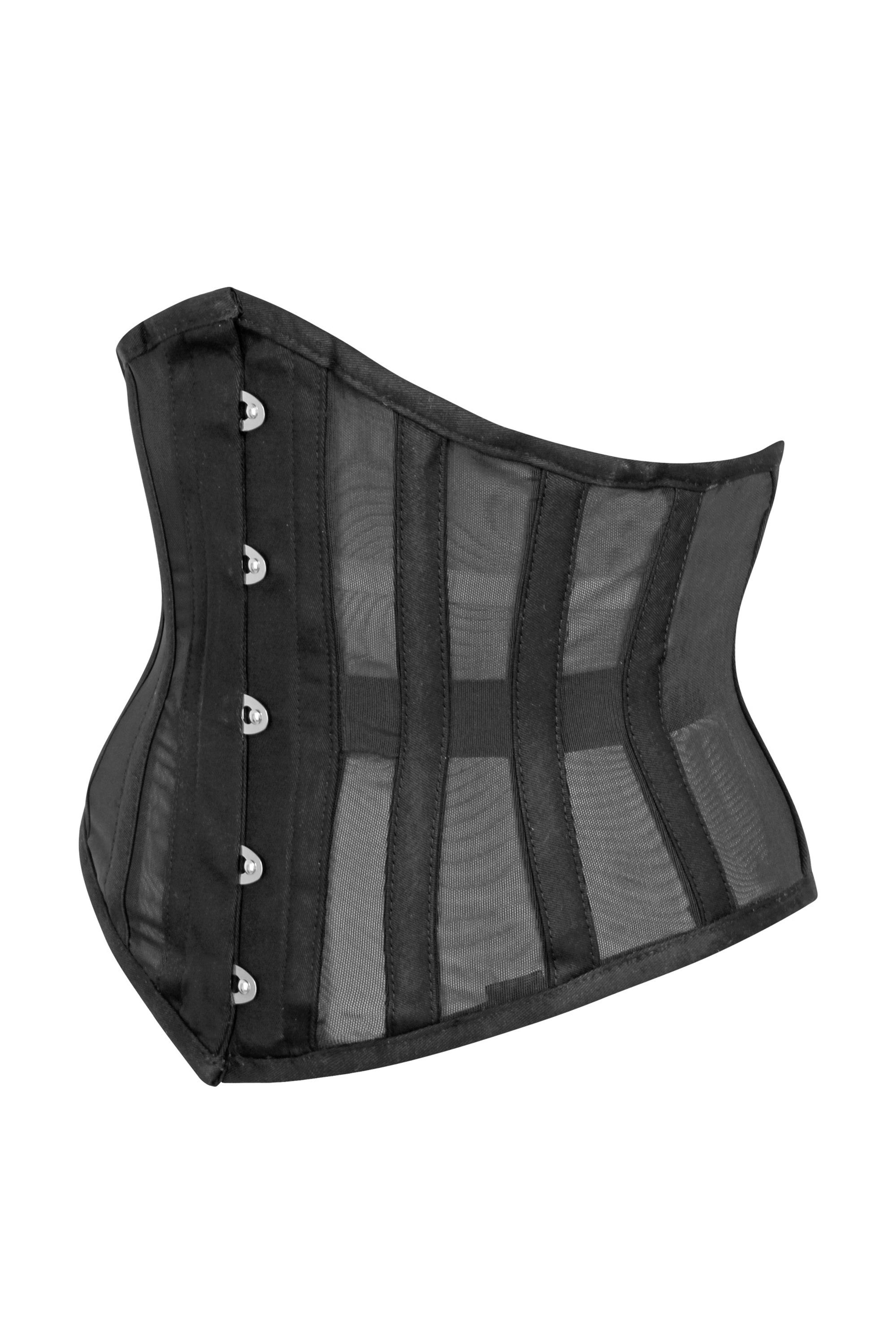 Black Mesh Steel Boned Waspie Corset sold by Corset Story product image thumbnail 3