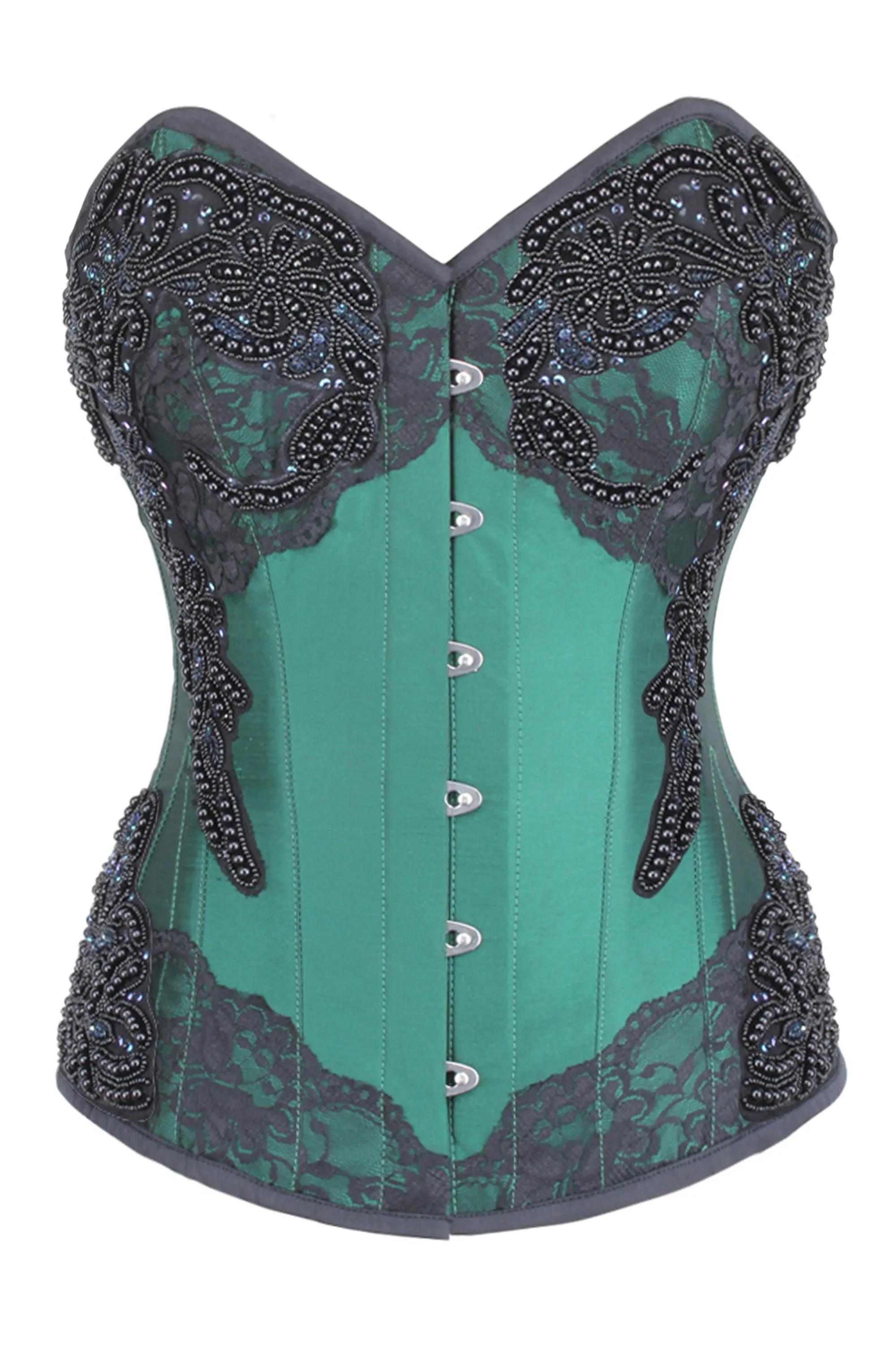 Jade Green Overbust Corset sold by Corset Story
