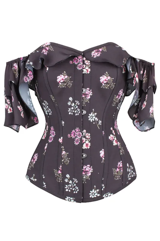 Black Summer Corset Top with Dramatic Sleeve sold by Corset Story