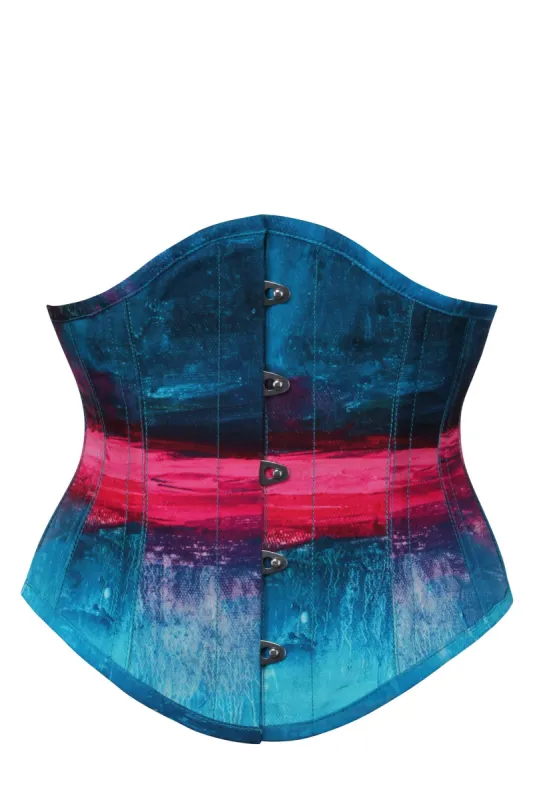 Stormy Night Blue and Pink Waspie Corset sold by Corset Story