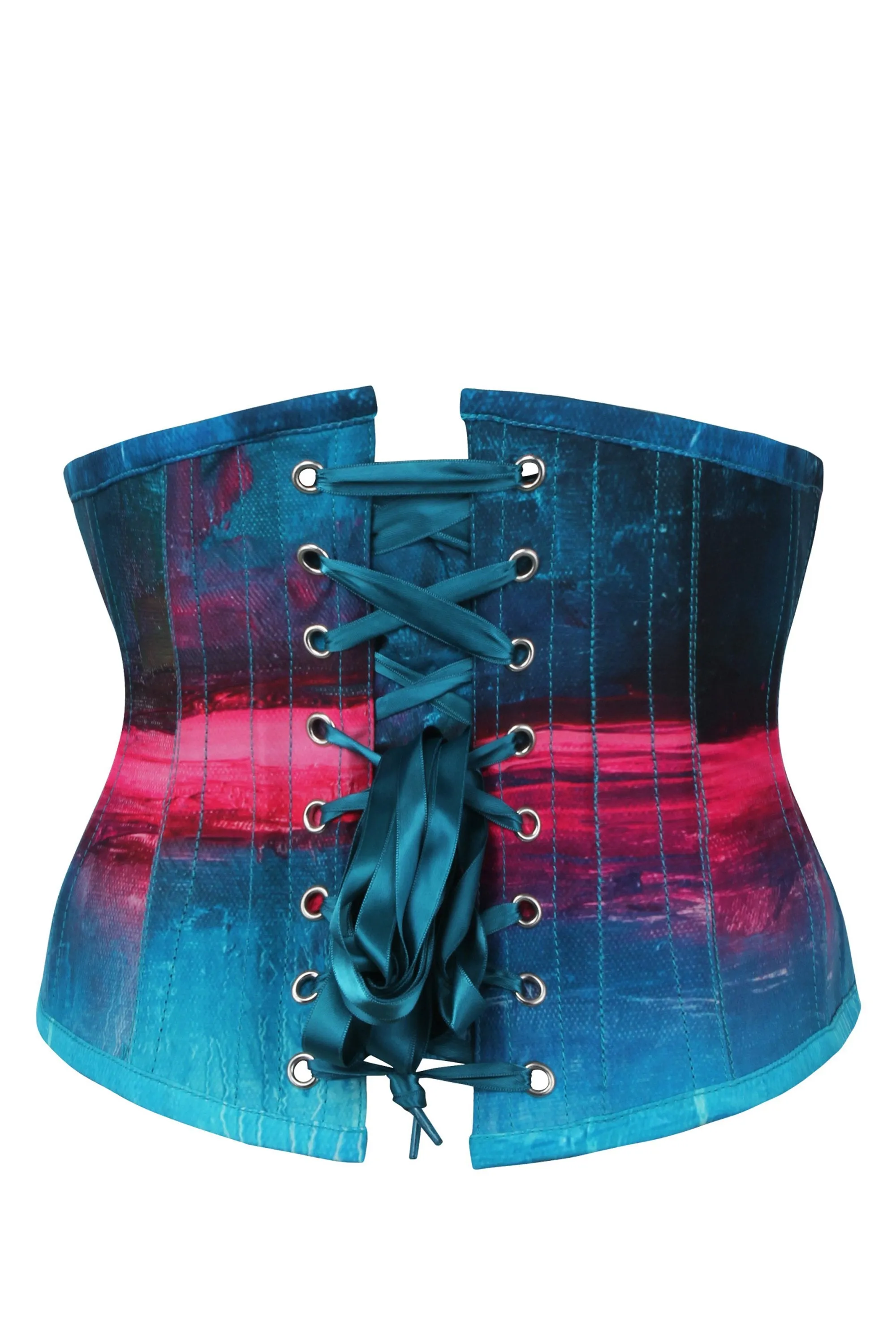 Stormy Night Blue and Pink Waspie Corset sold by Corset Story product image thumbnail 2