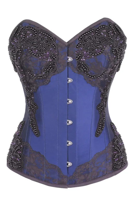 Lace and bead Embellished Corset Overbust sold by Corset Story