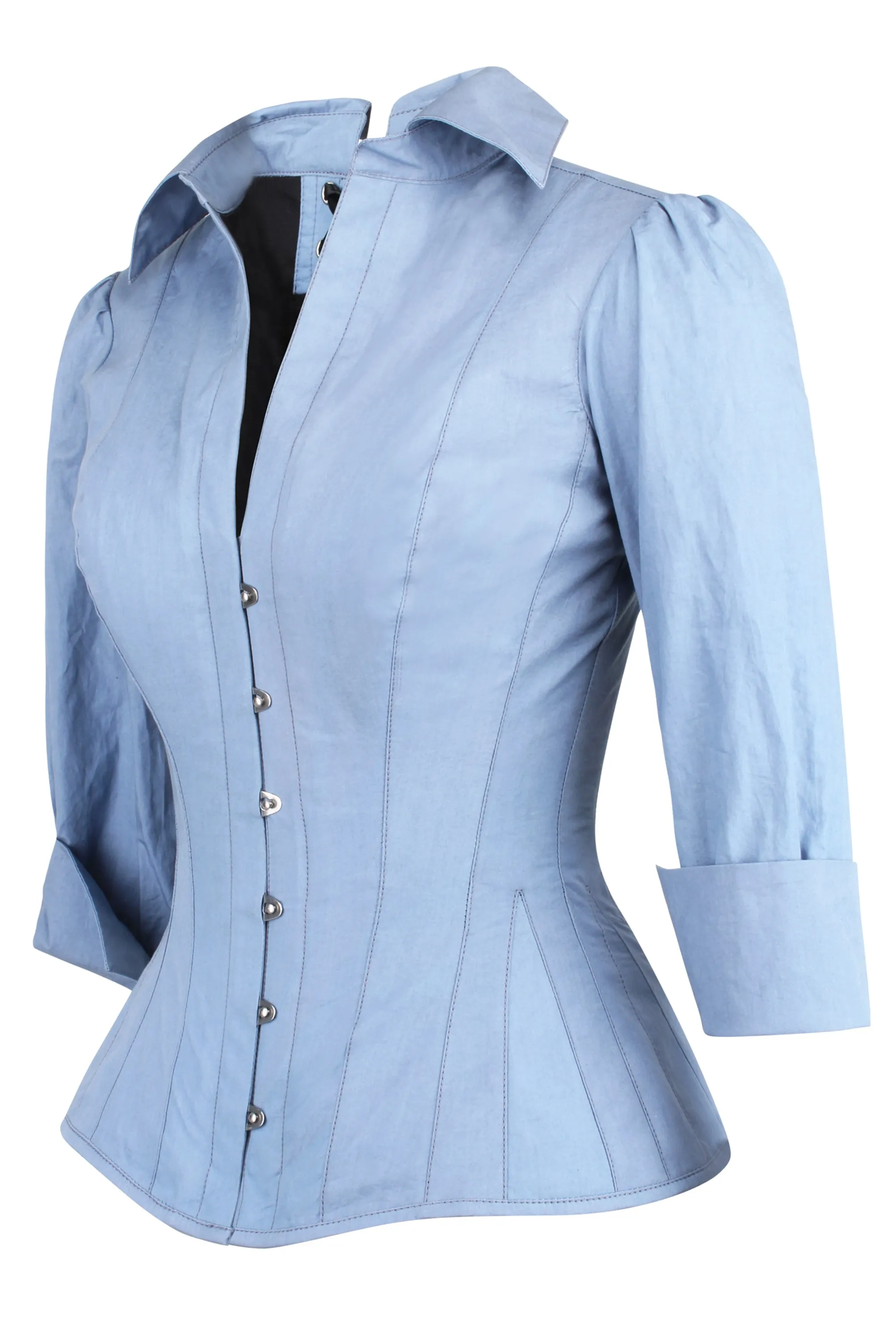 Powder Blue Corset Shirt sold by Corset Story product image thumbnail 3