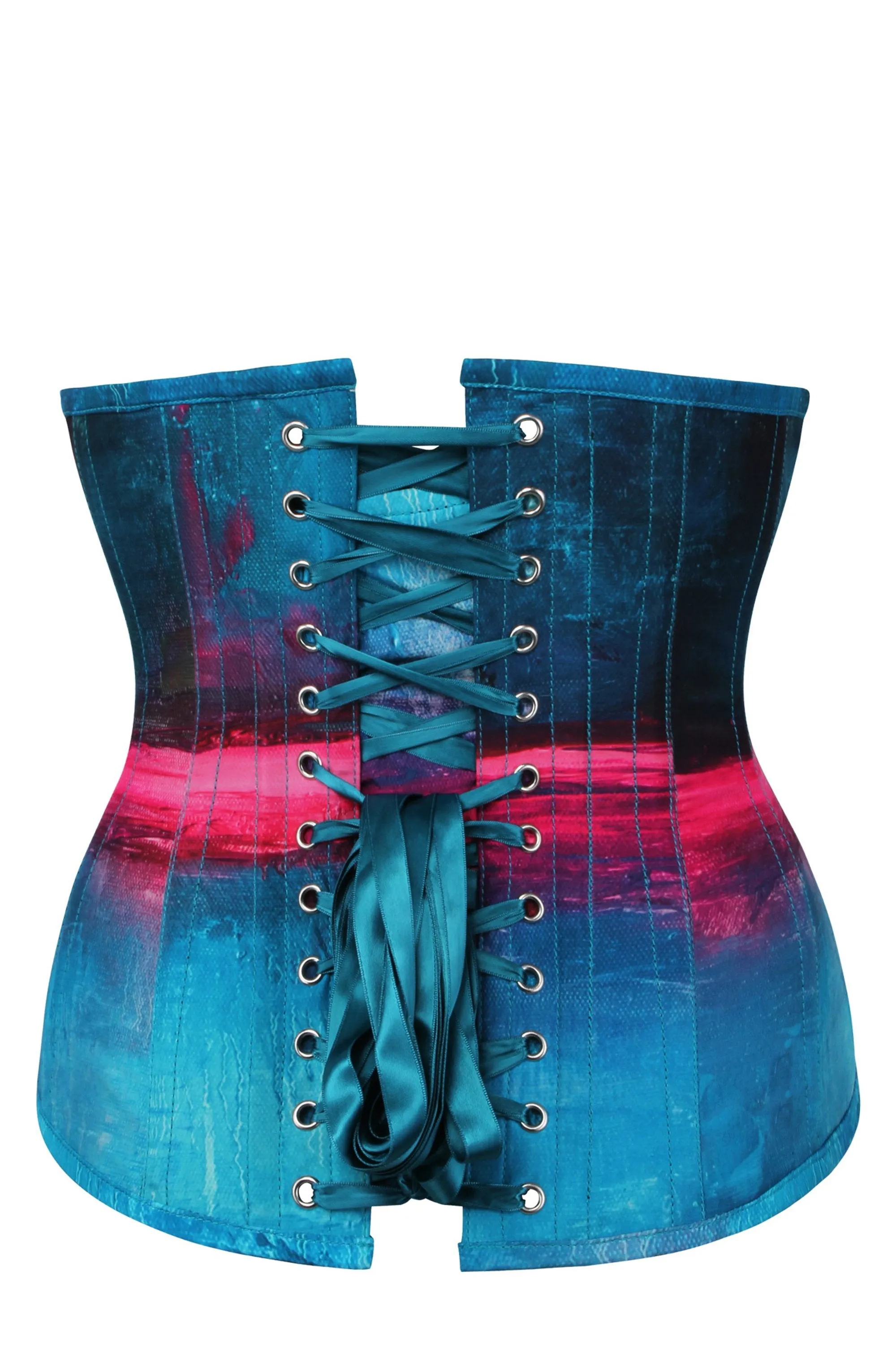 Stormy Night Blue and Pink Longline Underbust Corset sold by Corset Story product image thumbnail 2