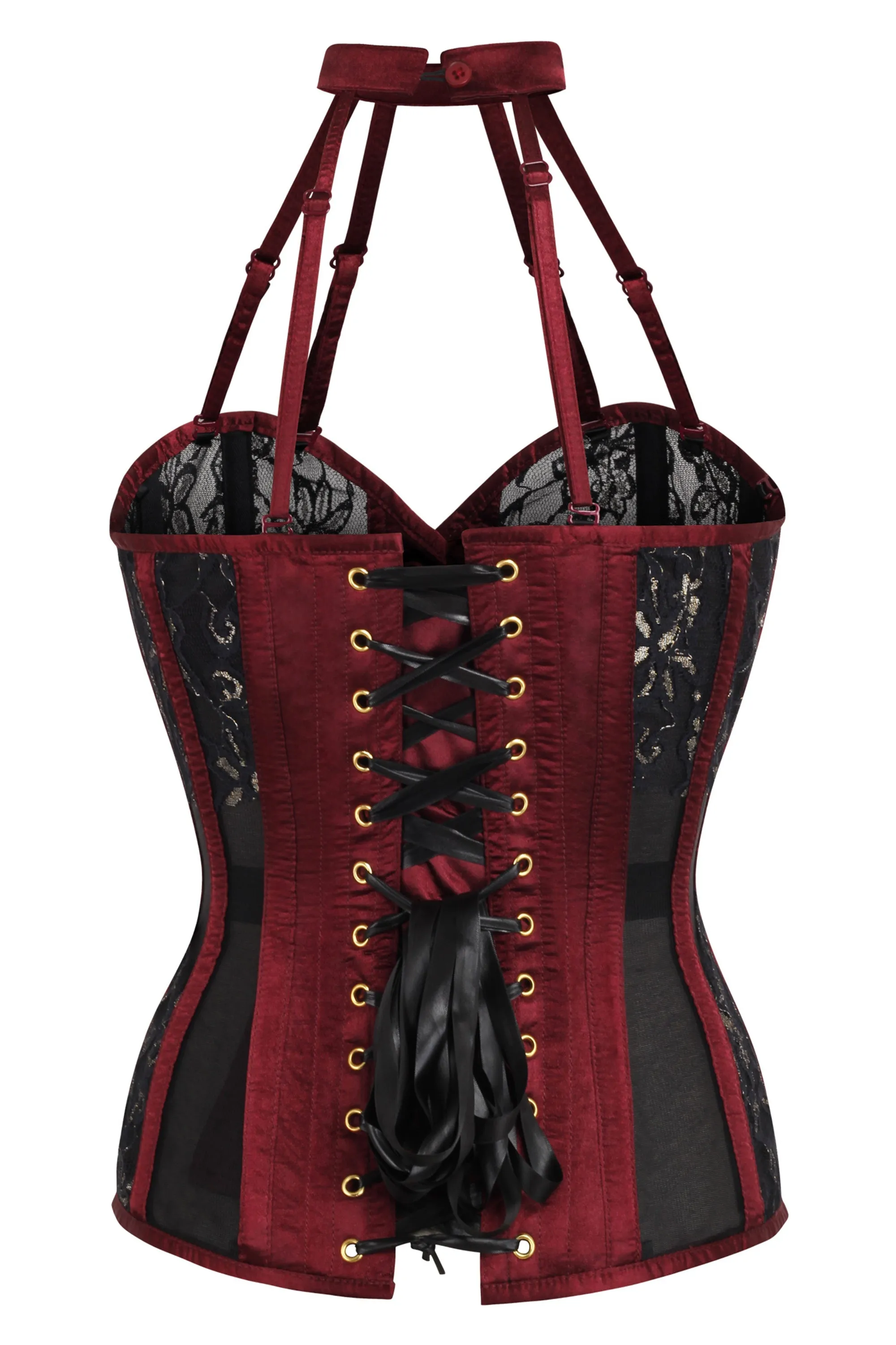 Burgundy Mesh Overbust Lingerie Corset sold by Corset Story product image thumbnail 2